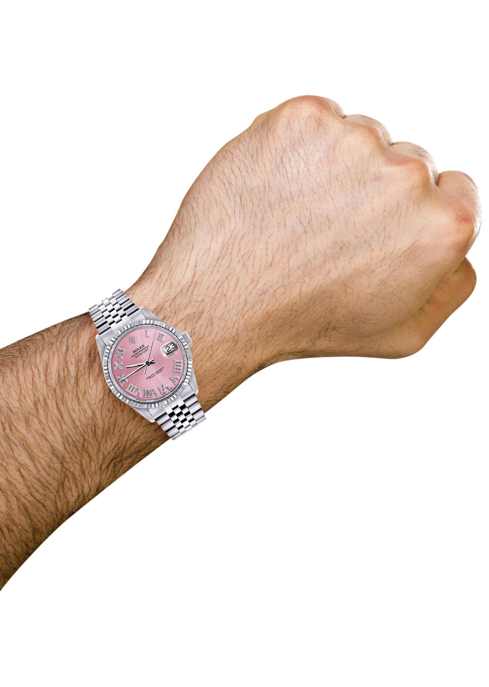 Mens Rolex Datejust Watch 16200 | Fluted Bezel | 36Mm | Pink Numeral Dial | Jubilee Band - Image 3