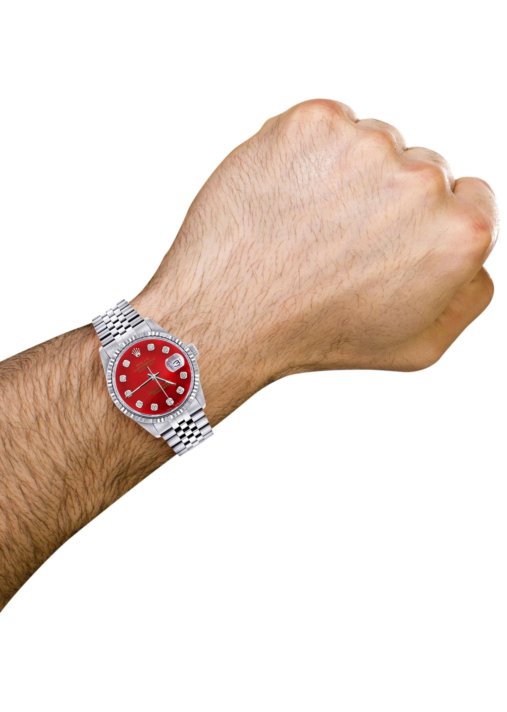 Mens Rolex Datejust Watch 16200 | Fluted Bezel | 36Mm | Red Dial | Jubilee Band - Image 3