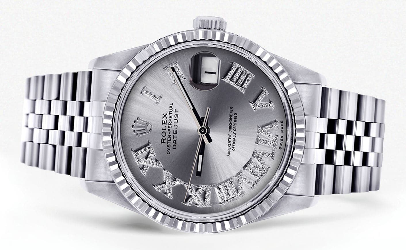 Mens Rolex Datejust Watch 16200 | Fluted Bezel | 36Mm | Silver Roman Numeral Dial | Jubilee Band - Image 2