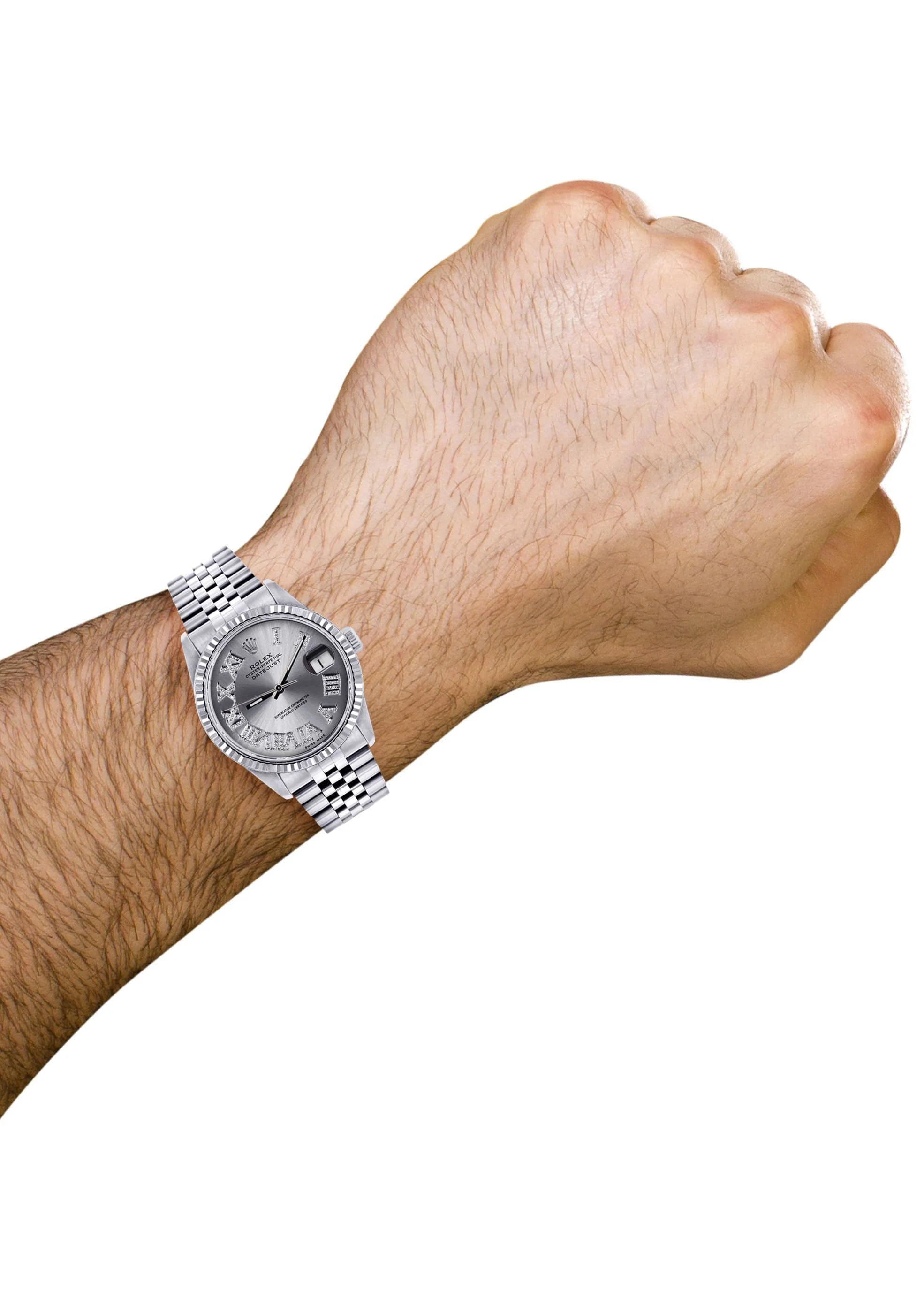 Mens Rolex Datejust Watch 16200 | Fluted Bezel | 36Mm | Silver Roman Numeral Dial | Jubilee Band - Image 3