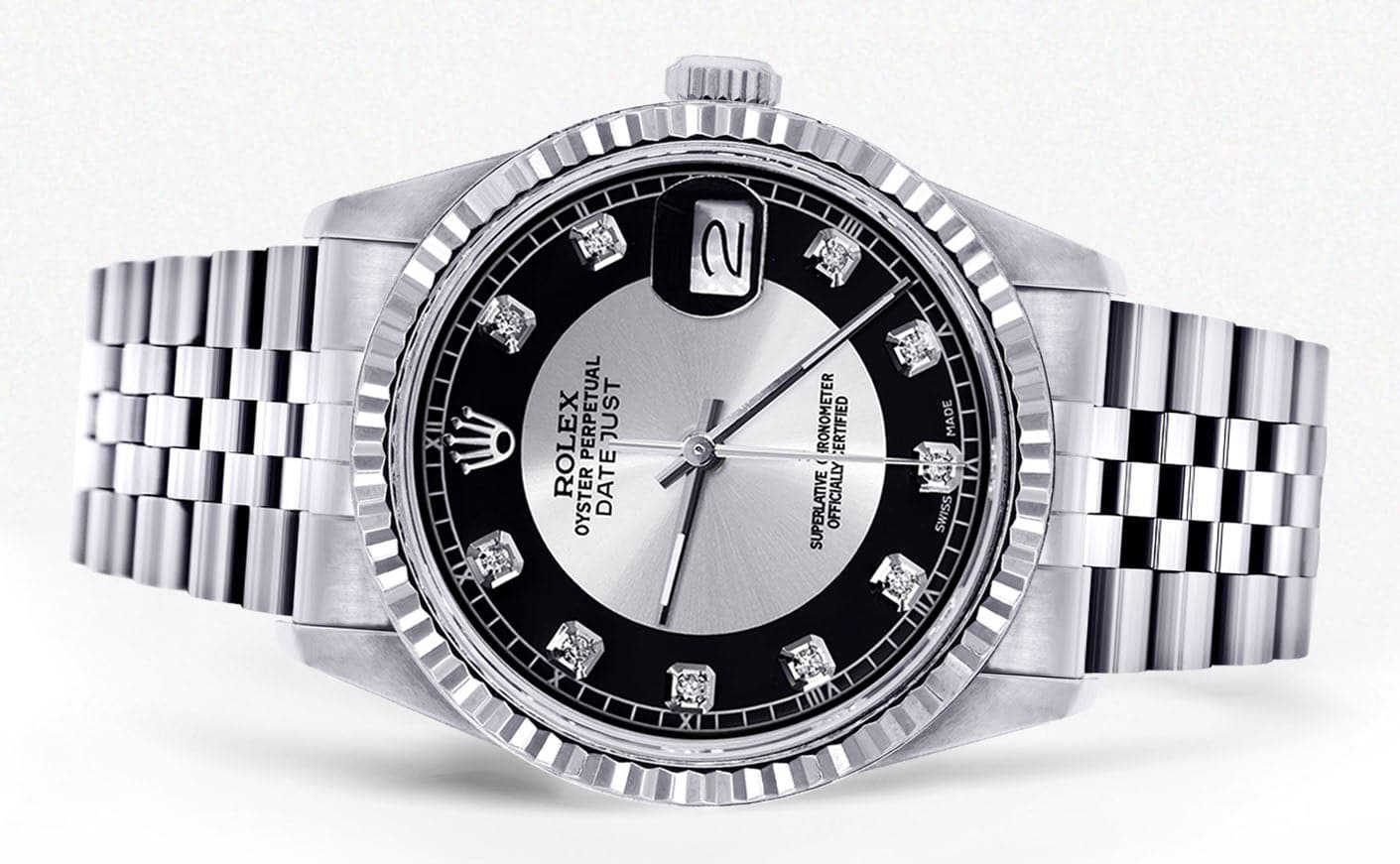 Mens Rolex Datejust Watch 16200 | Fluted Bezel | 36Mm | Tuxedo Dial | Jubilee Band - Image 2