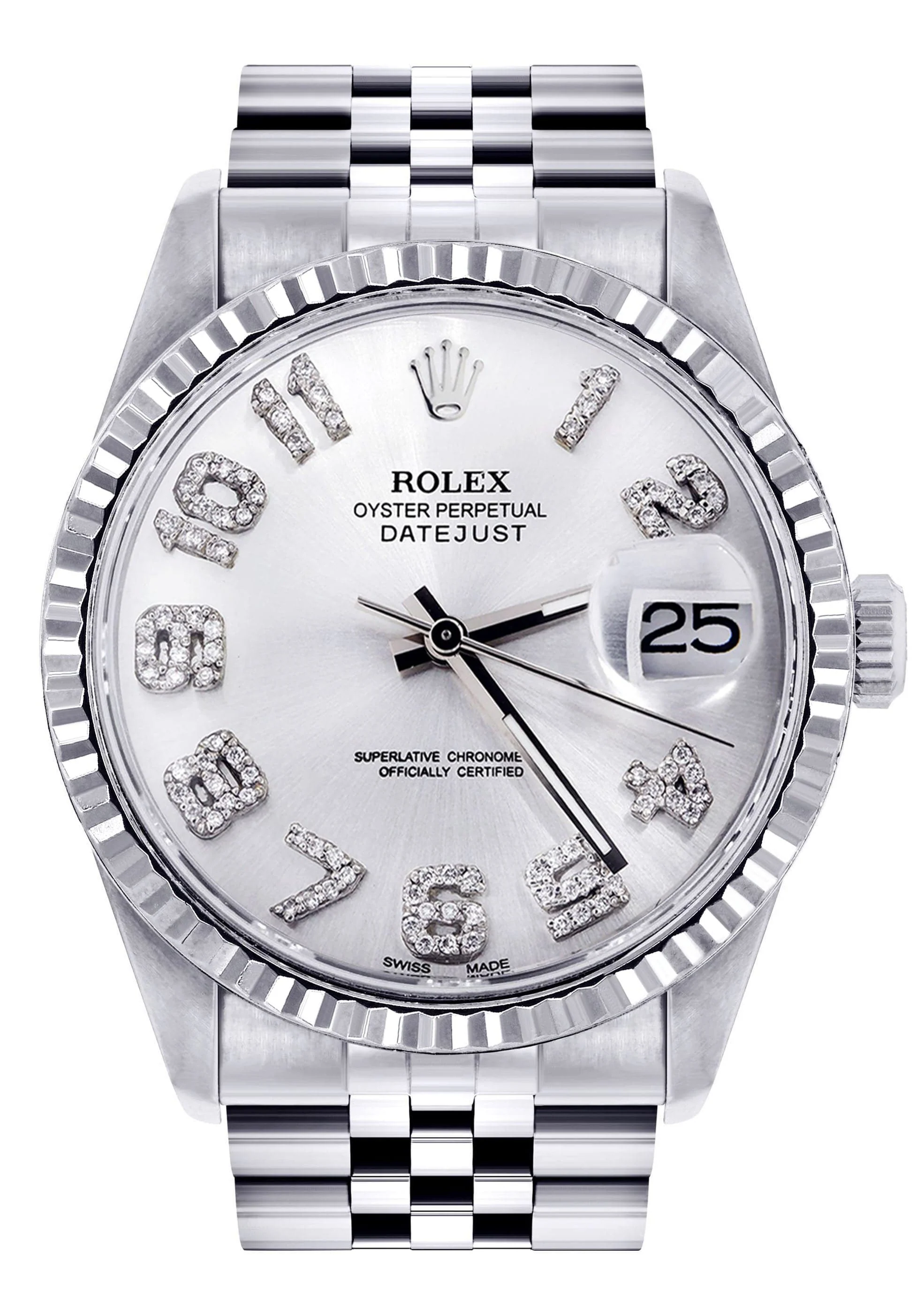 Mens Rolex Datejust Watch 16200 | Fluted Bezel | 36Mm | White Dial | Jubilee Band