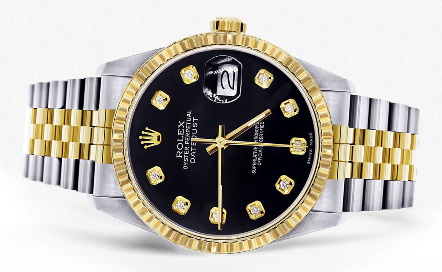 Mens Rolex Datejust Watch 16233 Two Tone | Fluted Bezel | 36Mm | Black Dial | Jubilee Band - Image 2