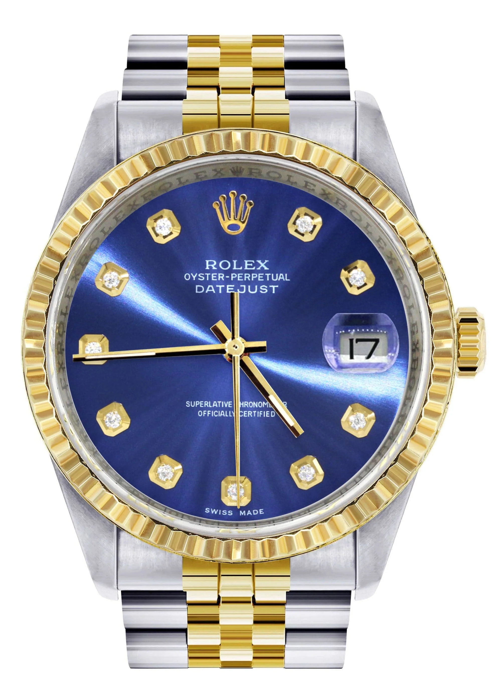 Mens Rolex Datejust Watch 16233 Two Tone | Fluted Bezel | 36Mm | Blue Dial | Jubilee Band