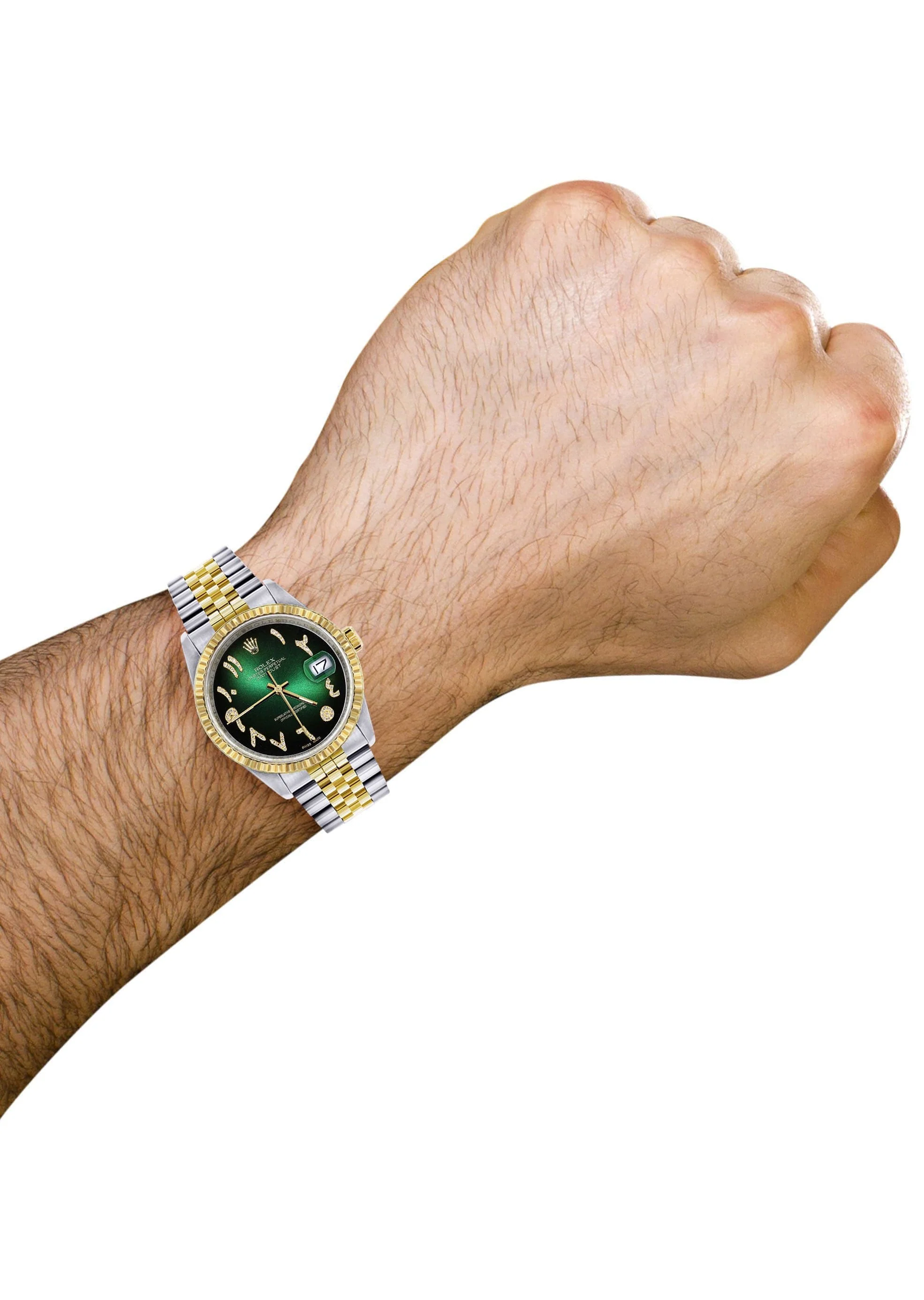 Mens Rolex Datejust Watch 16233 Two Tone | 36Mm | Green Black Arabic Dial | Jubilee Band - Image 3