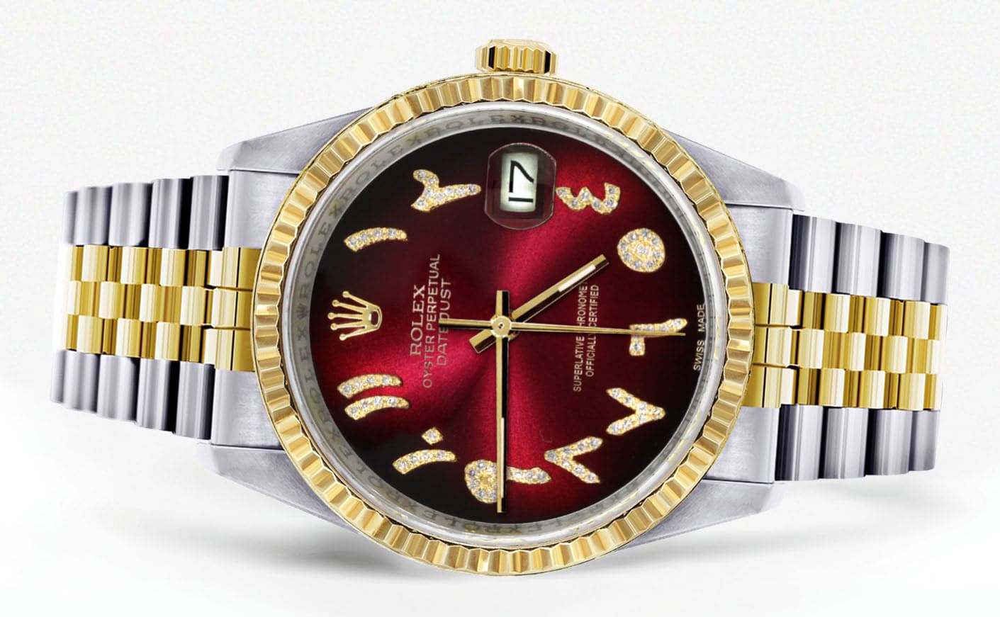 Mens Rolex Datejust Watch 16233 Two Tone | 36Mm | Red Black Arabic Dial | Jubilee Band - Image 2