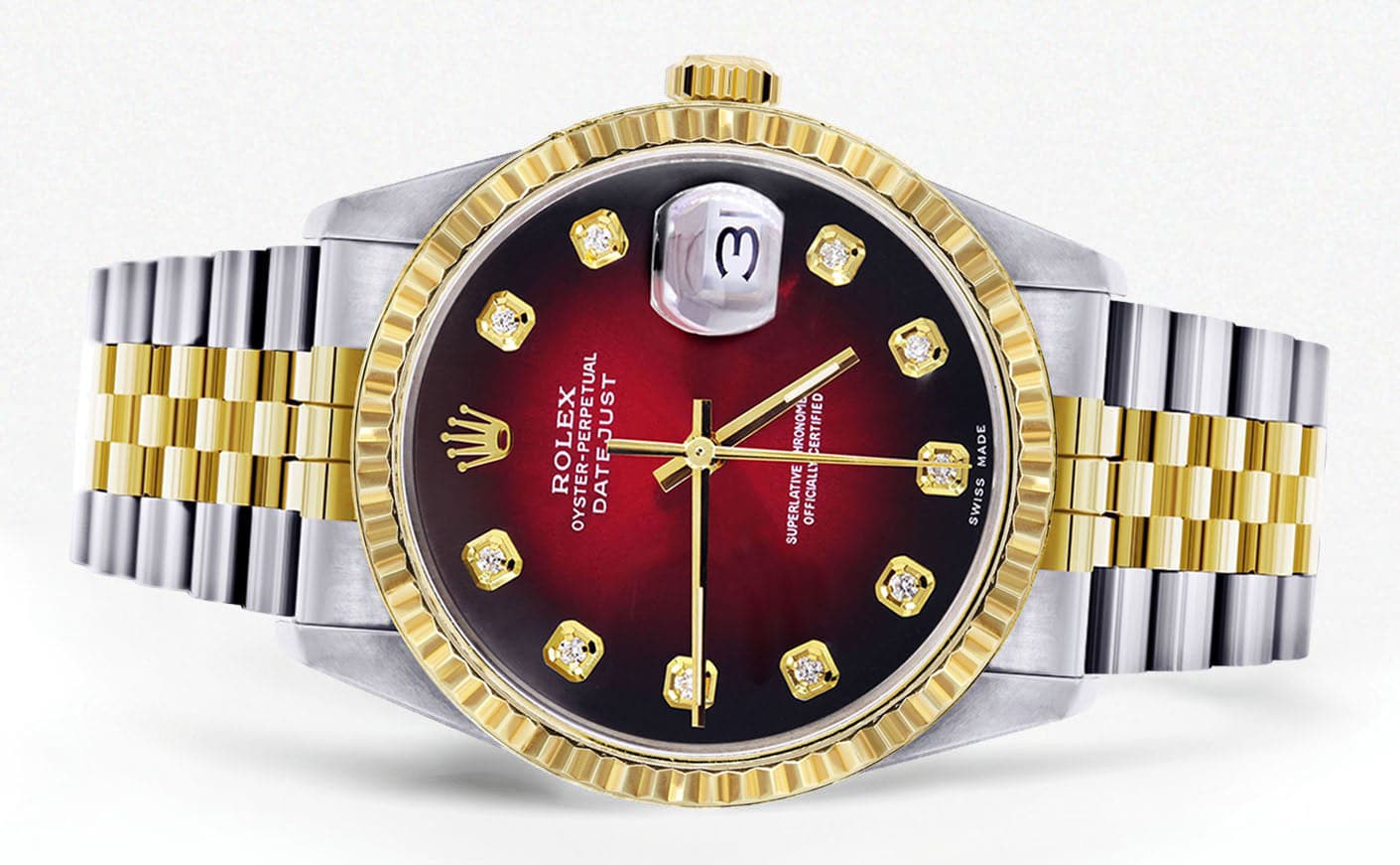 Mens Rolex Datejust Watch 16233 Two Tone | 36Mm | Red Black Dial | Jubilee Band - Image 2