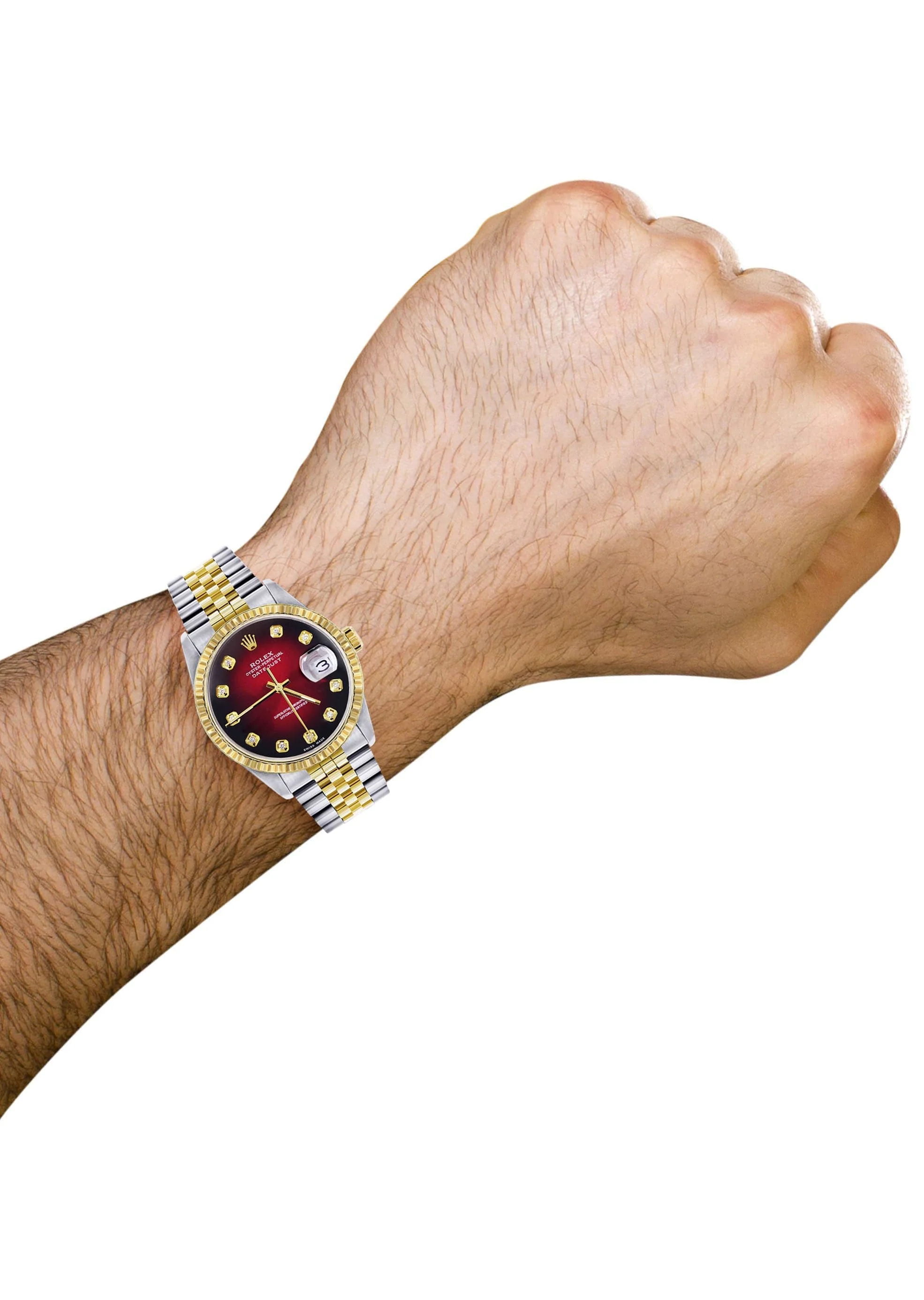 Mens Rolex Datejust Watch 16233 Two Tone | 36Mm | Red Black Dial | Jubilee Band - Image 3
