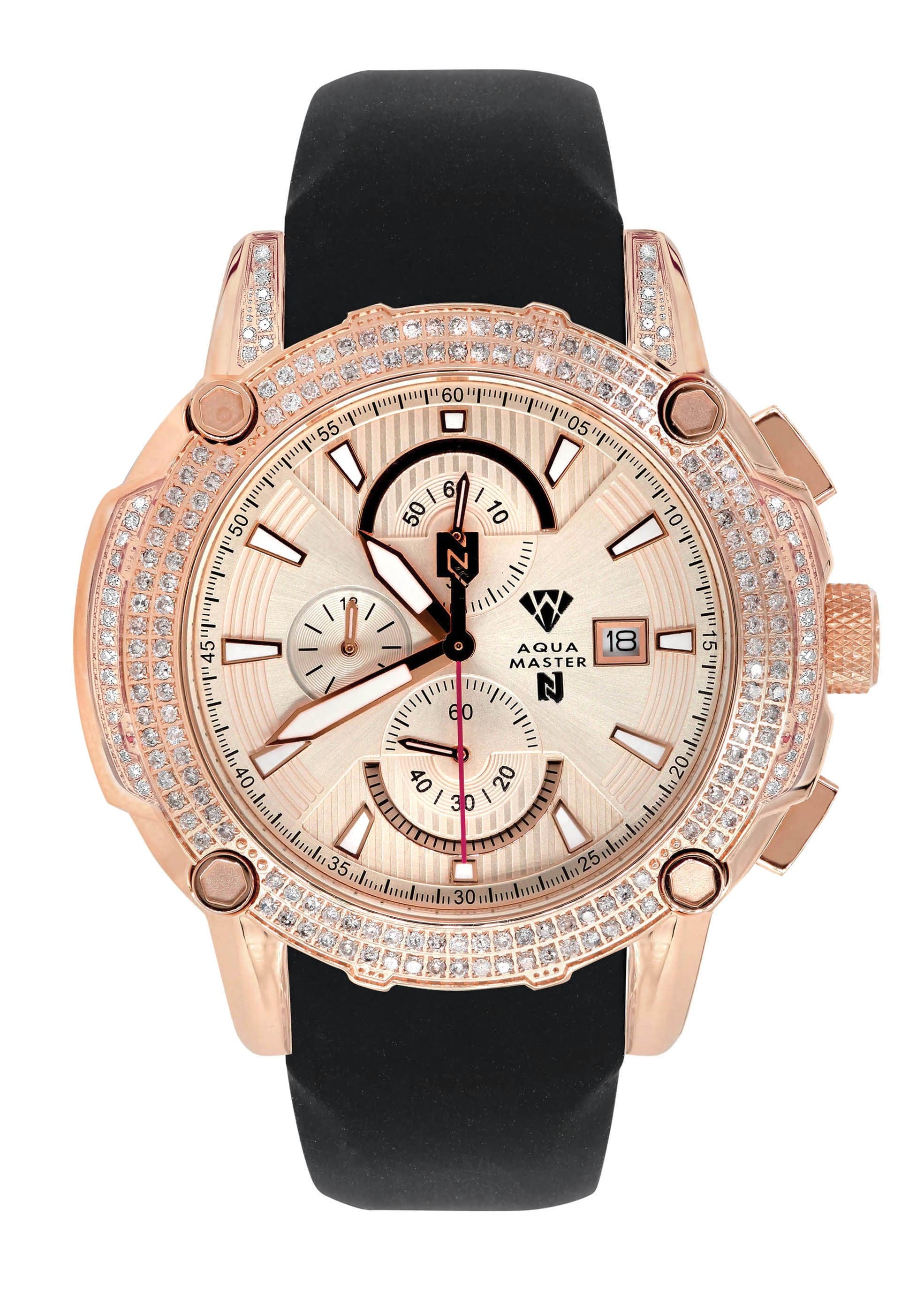 Mens Rose Gold Tone Diamond Watch | Appx. 5 Carats