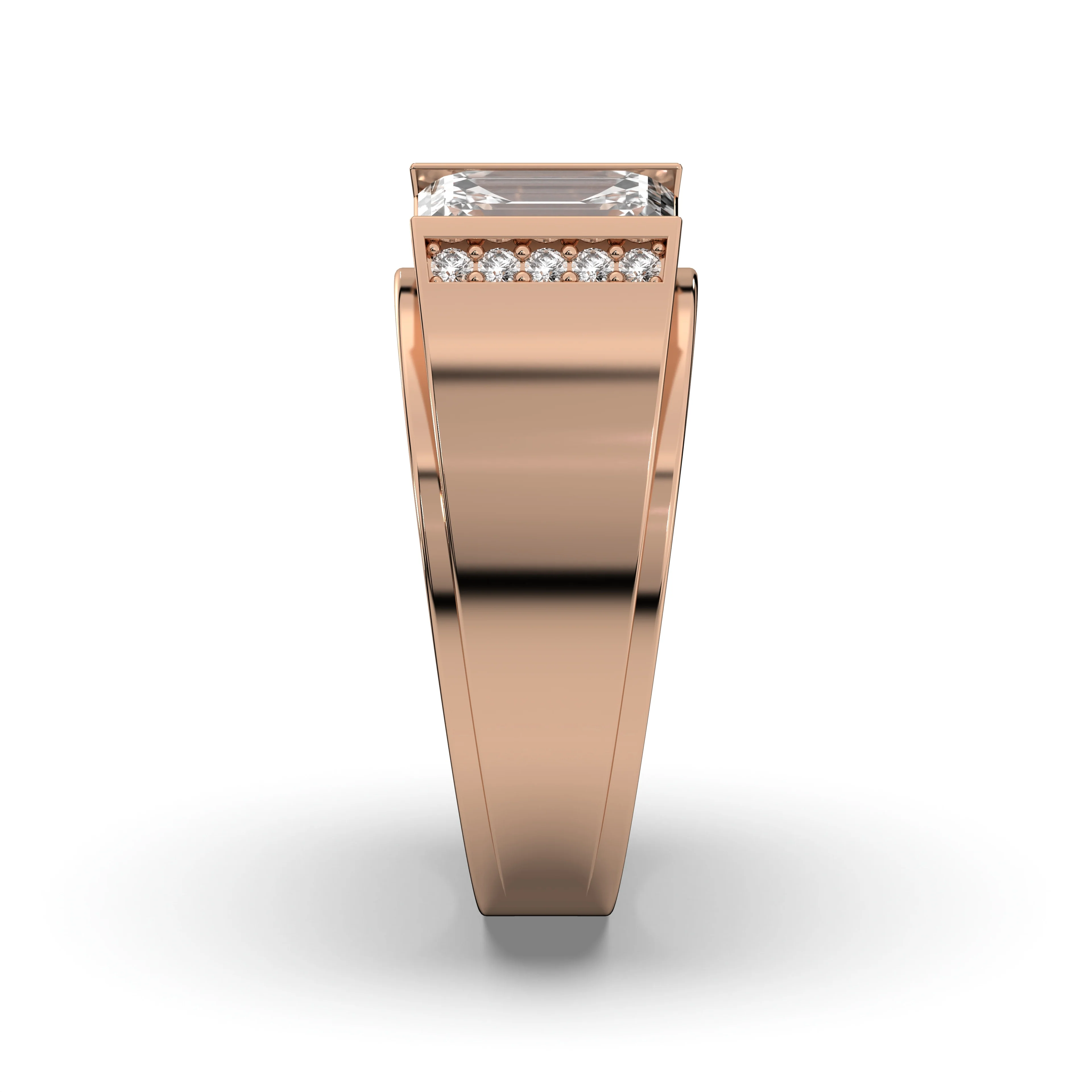 Men's Jewelry - Men's VVS Lab Diamond Emerald Cut Engagement Ring | Rose Gold - Image 4