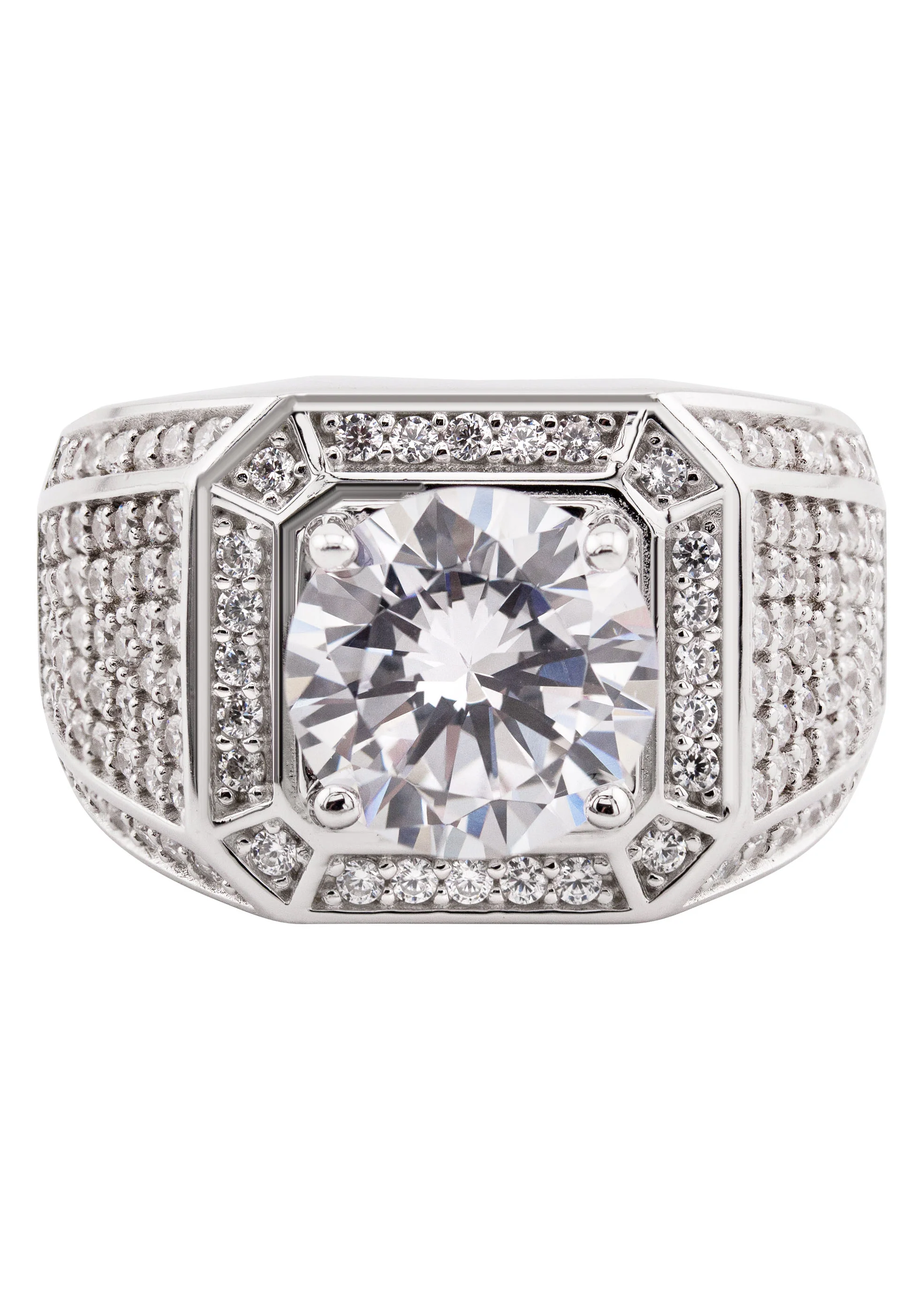 Mens Silver CZ Pinky Ring | Appx 10 Grams