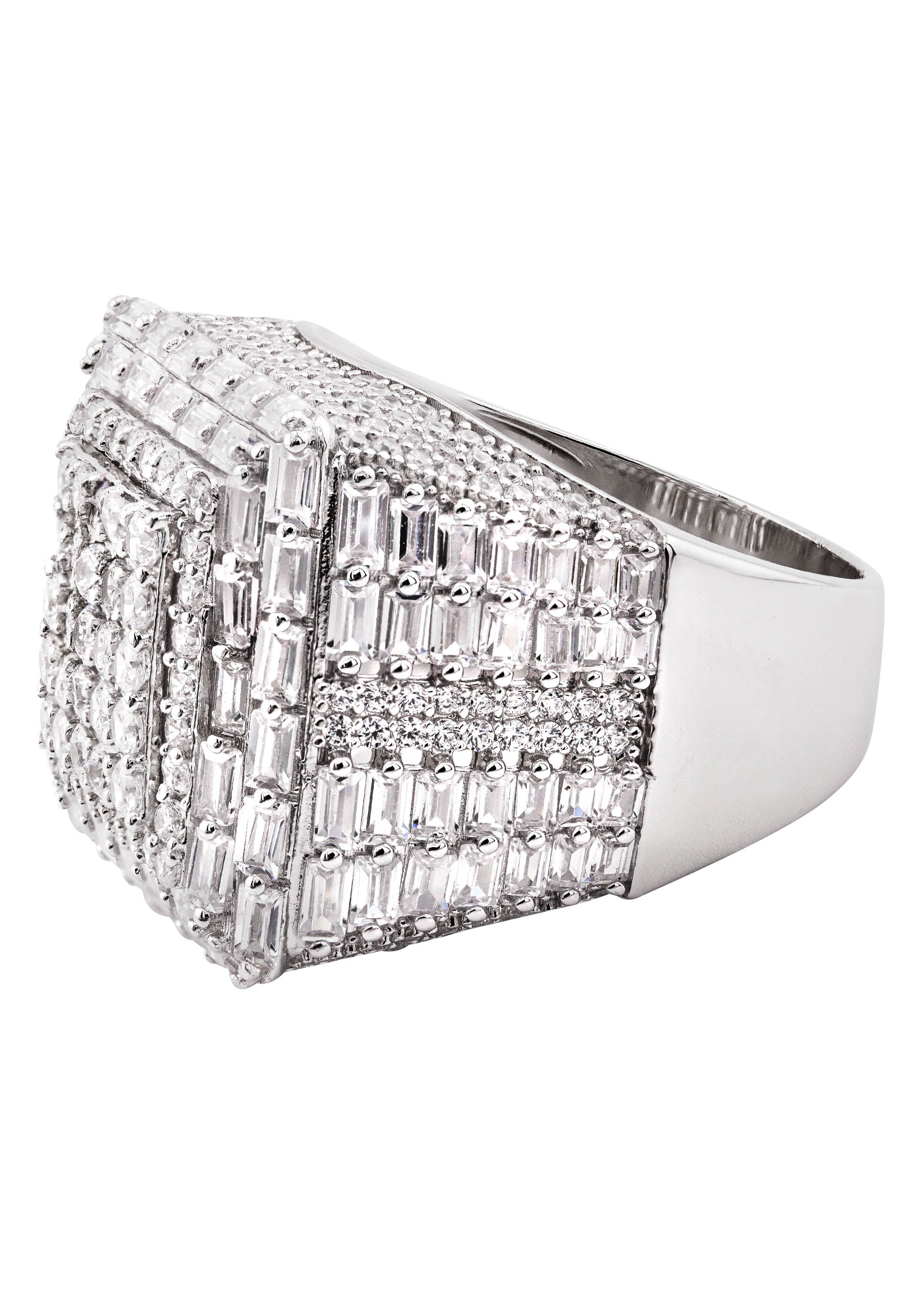 Mens Silver Baguette Ring | Appx 12.2 Grams - Image 2