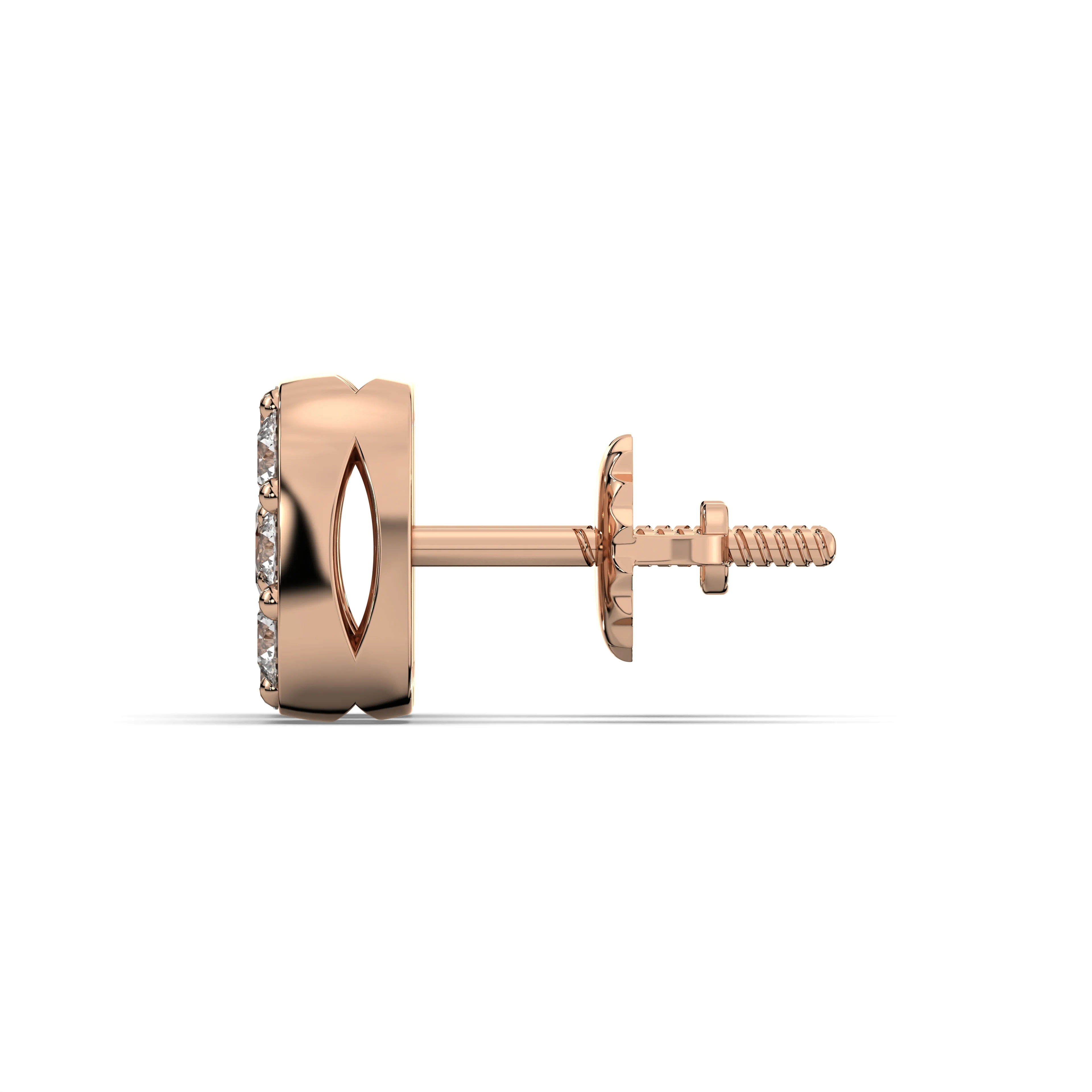 Men's Jewelry - VVS Lab Diamond Cluster Stud Earrings For Men | 14K Rose Gold - Image 2
