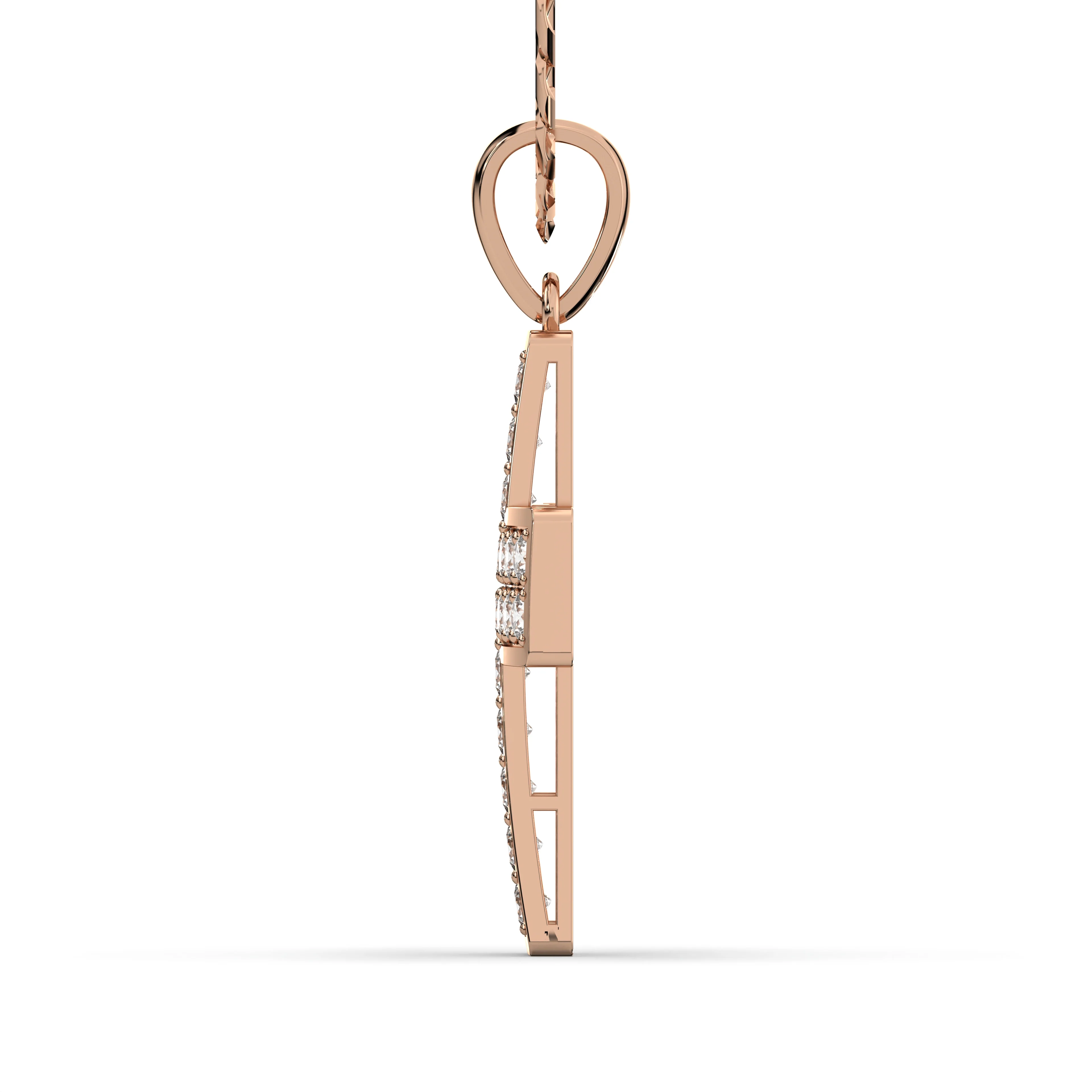 Men's VVS Lab Diamond Customizable Rose Gold Cross Necklace Pendant - Image 3