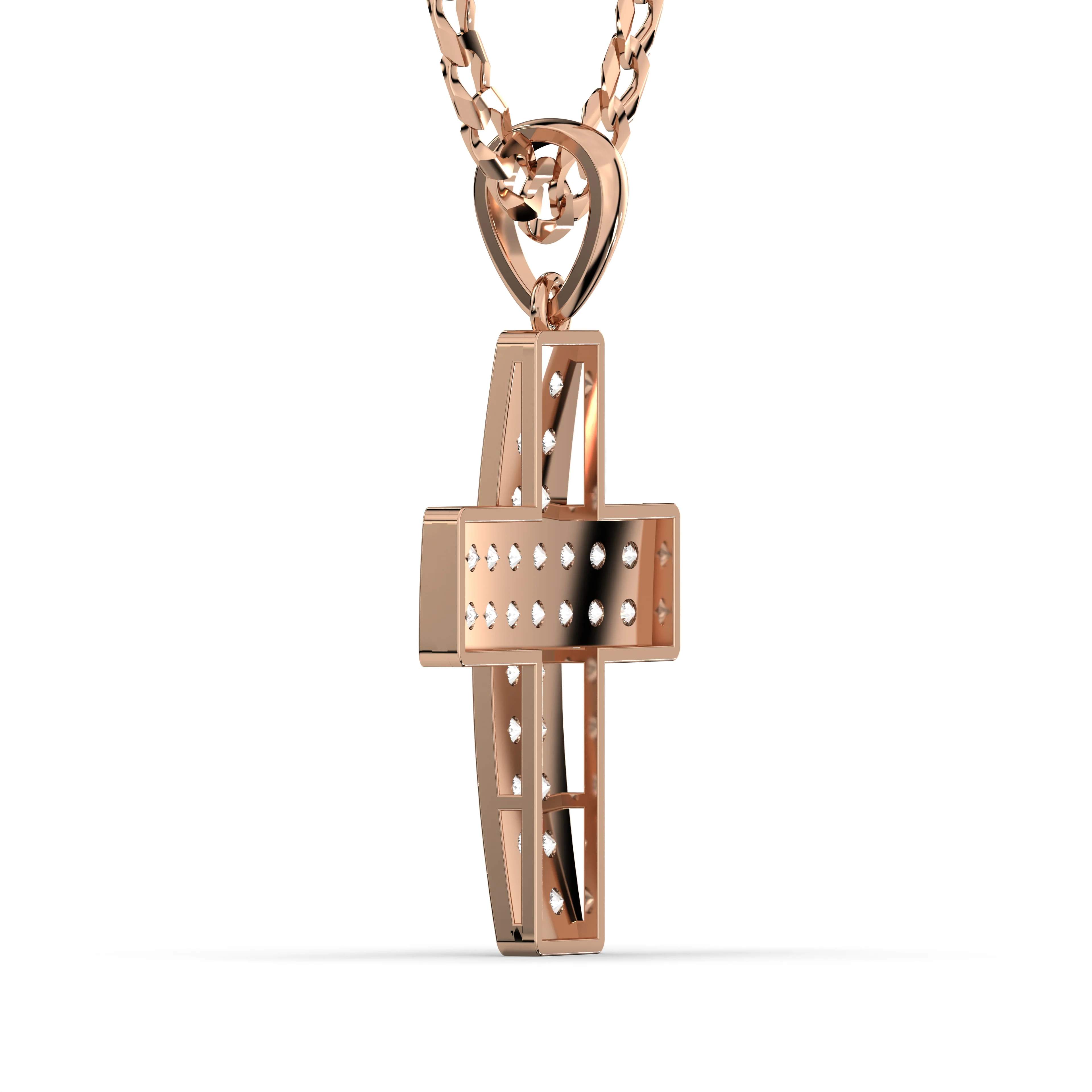 Men's VVS Lab Diamond Customizable Rose Gold Cross Necklace Pendant - Image 4