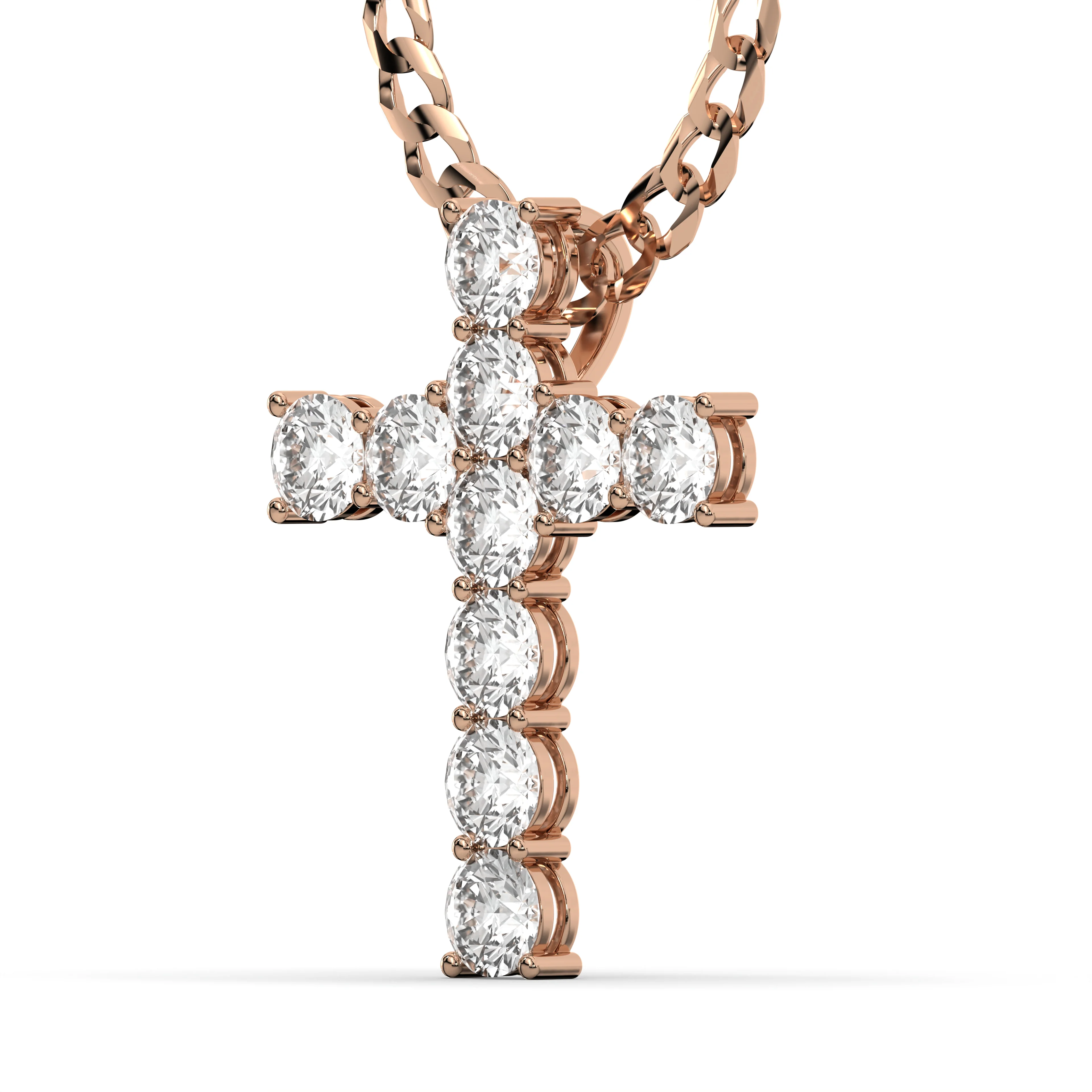 Men's VVS Lab Diamond Customizable Rose Gold Cross Necklace Pendant - Image 3