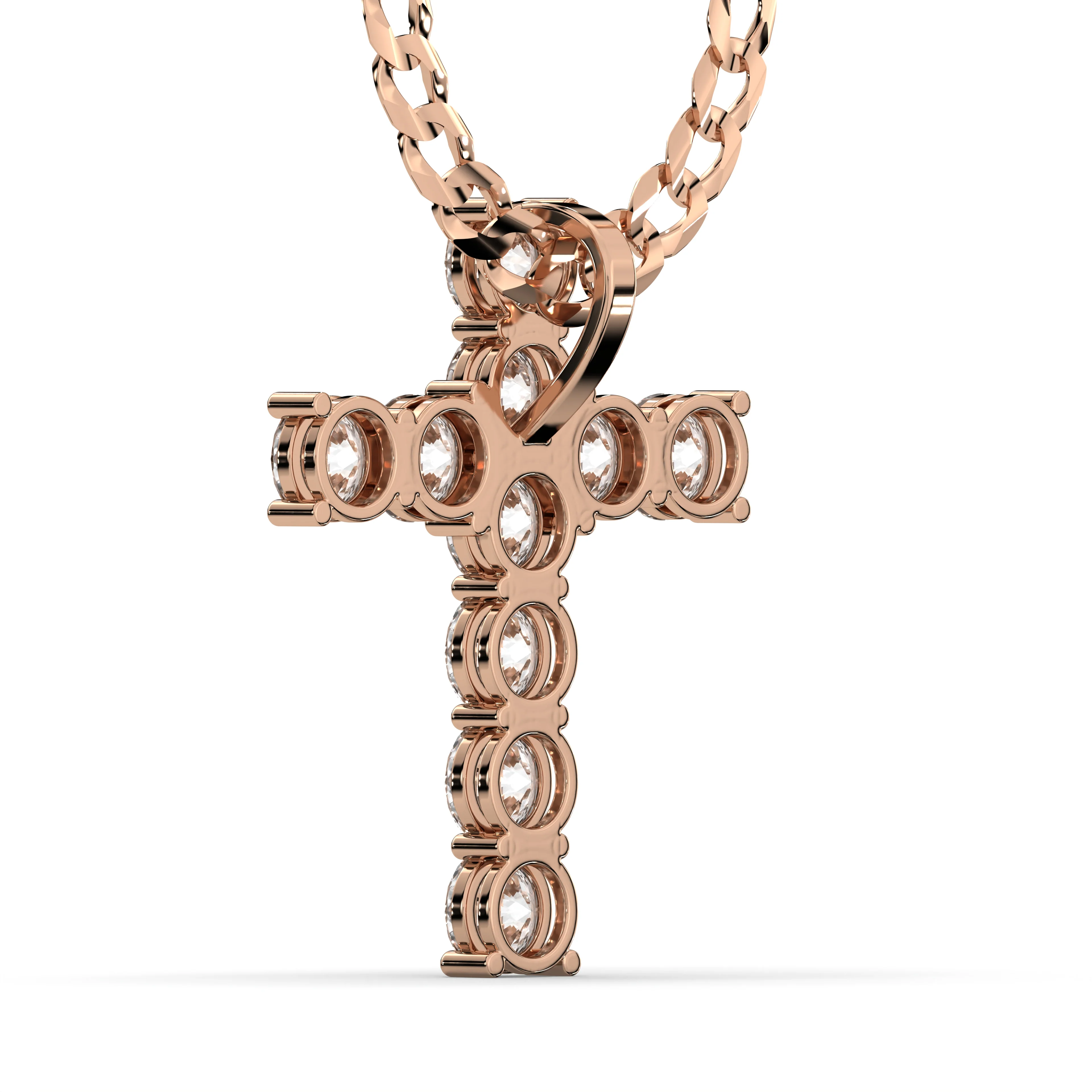 Men's VVS Lab Diamond Customizable Rose Gold Cross Necklace Pendant - Image 4