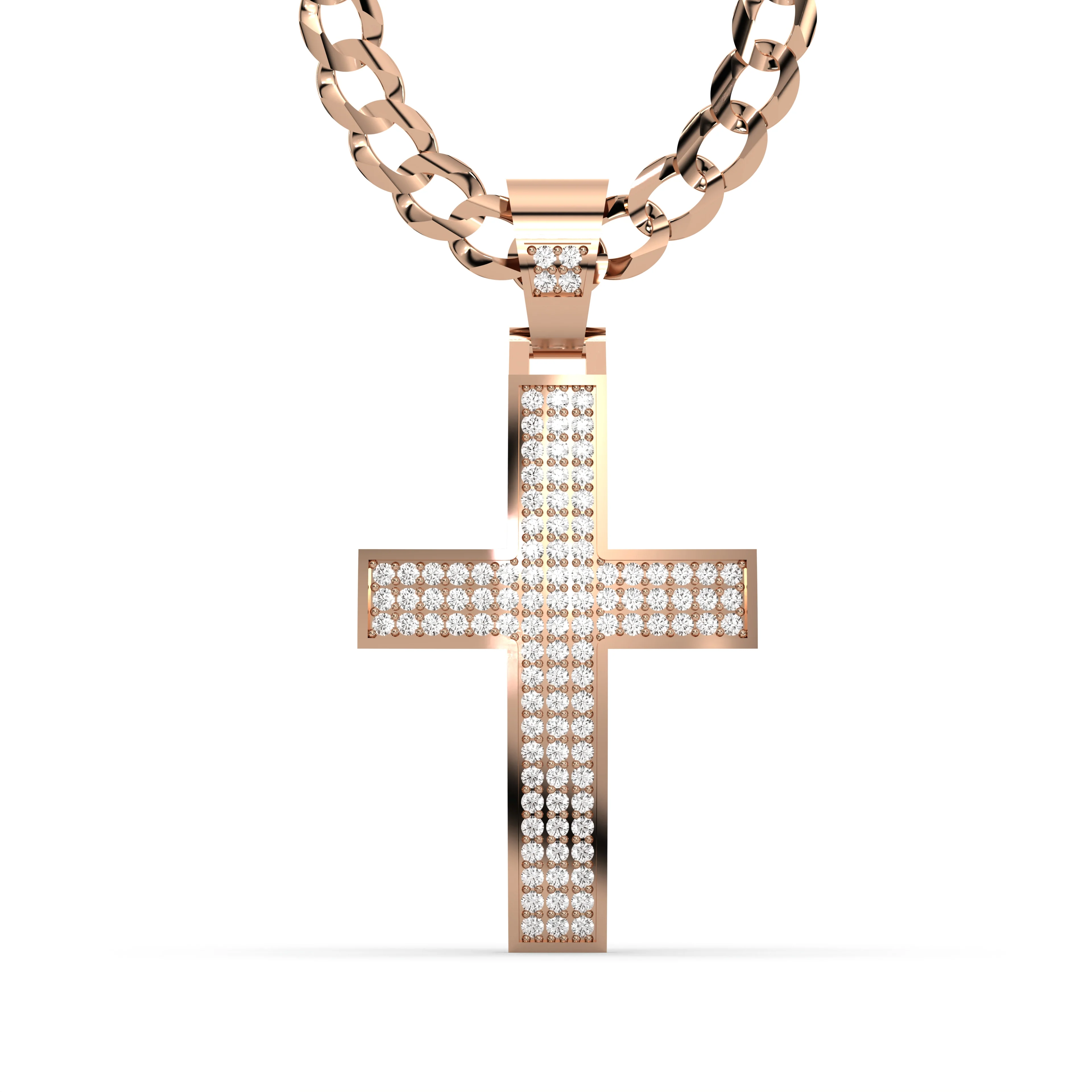 Men's VVS Lab Diamond Customizable Rose Gold Cross Necklace Pendant