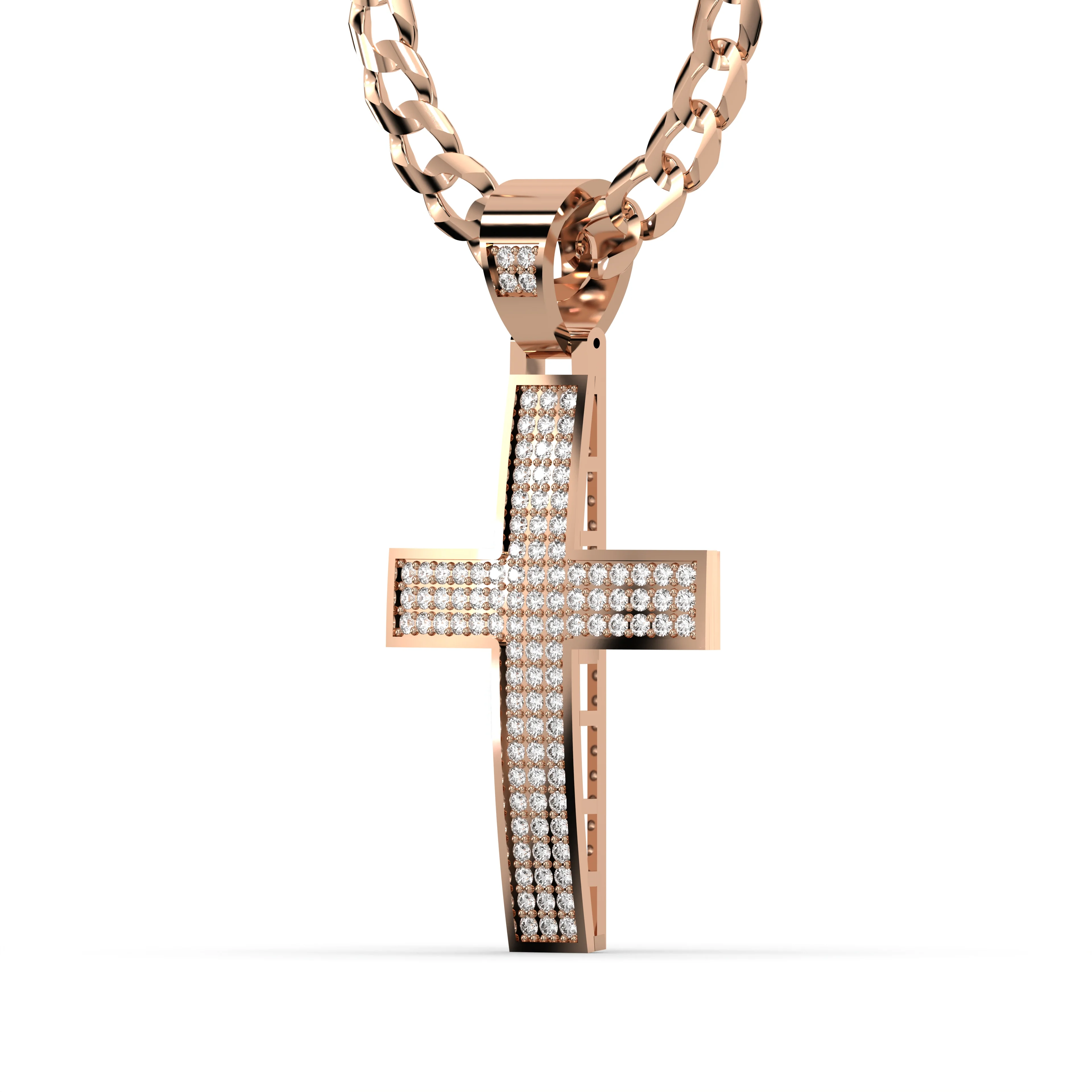 Men's VVS Lab Diamond Customizable Rose Gold Cross Necklace Pendant - Image 2