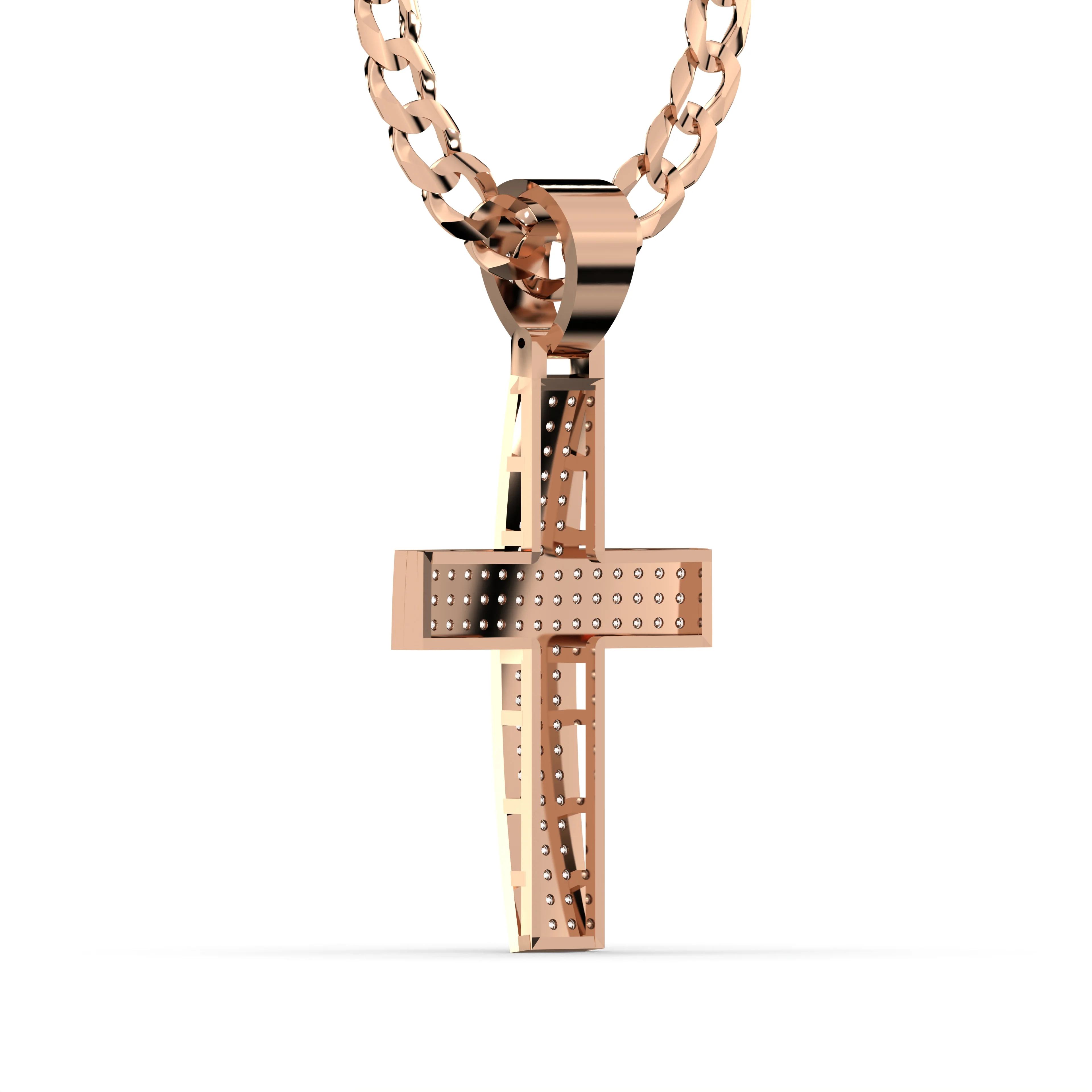 Men's VVS Lab Diamond Customizable Rose Gold Cross Necklace Pendant - Image 4