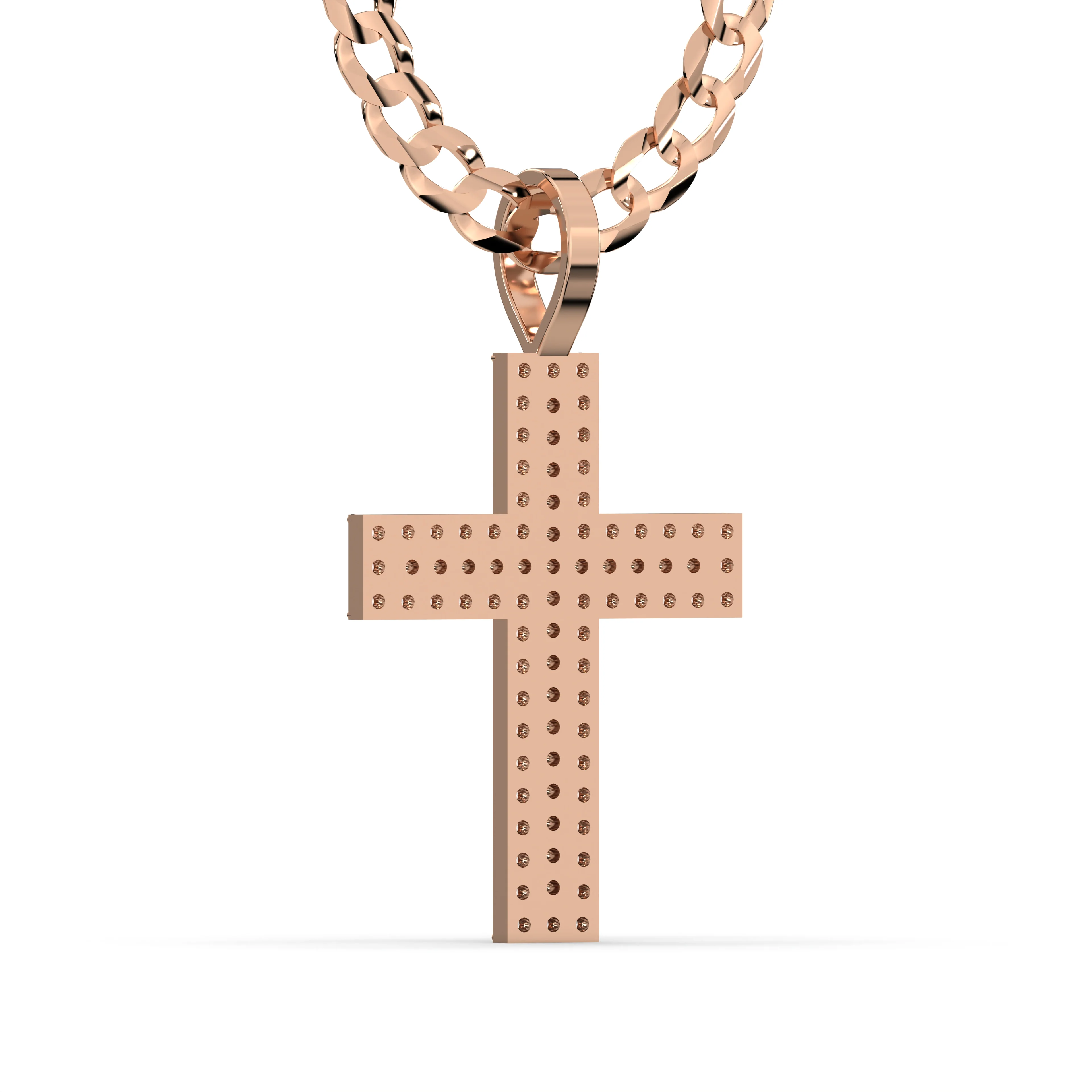 Men's VVS Lab Diamond Customizable Rose Gold Cross Necklace Pendant - Image 4