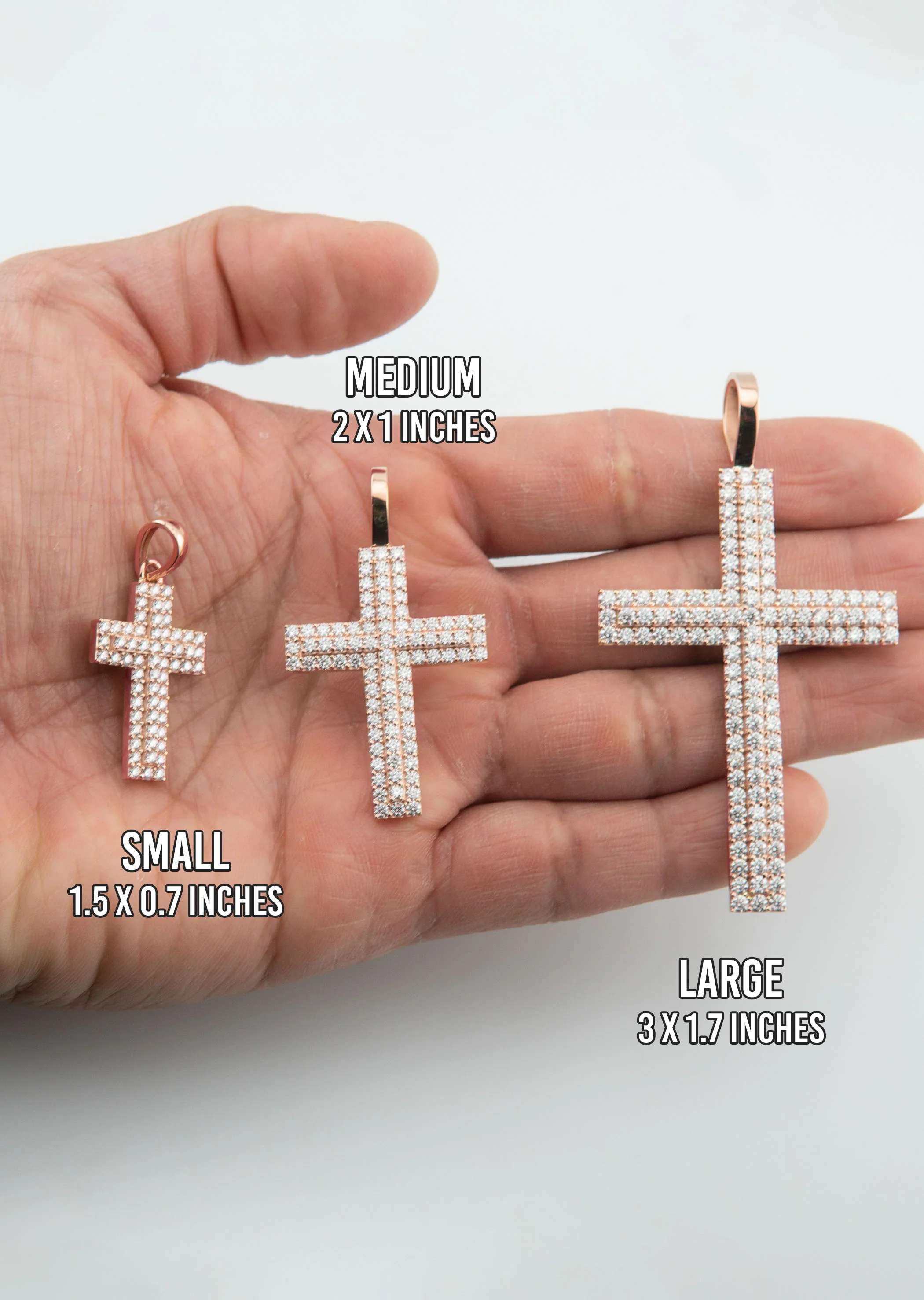 Men's VVS Lab Diamond Customizable Rose Gold Cross Necklace Pendant - Image 5