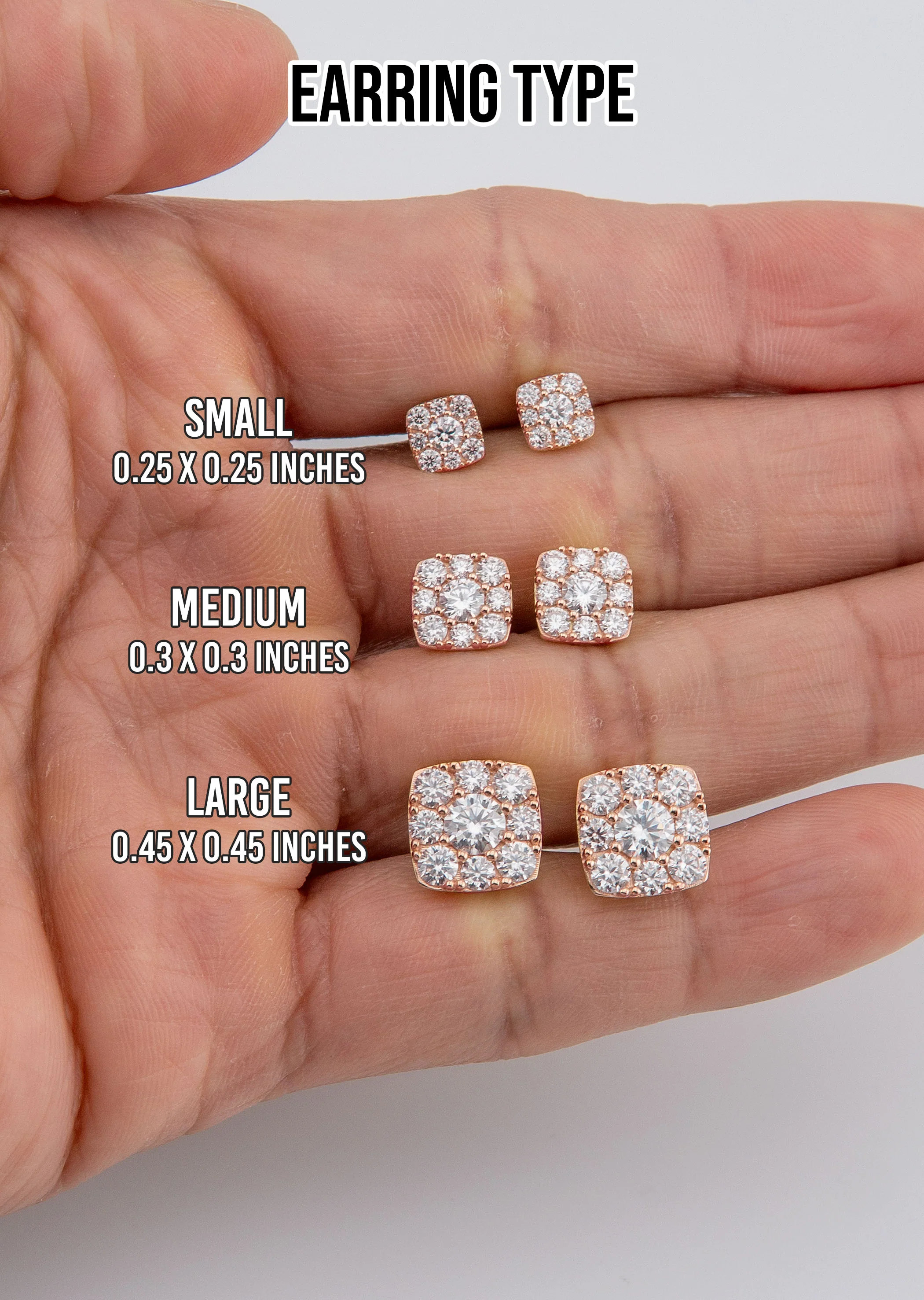Men's Jewelry - VVS Lab Diamond Cluster Stud Earrings For Men | 14K Rose Gold - Image 5