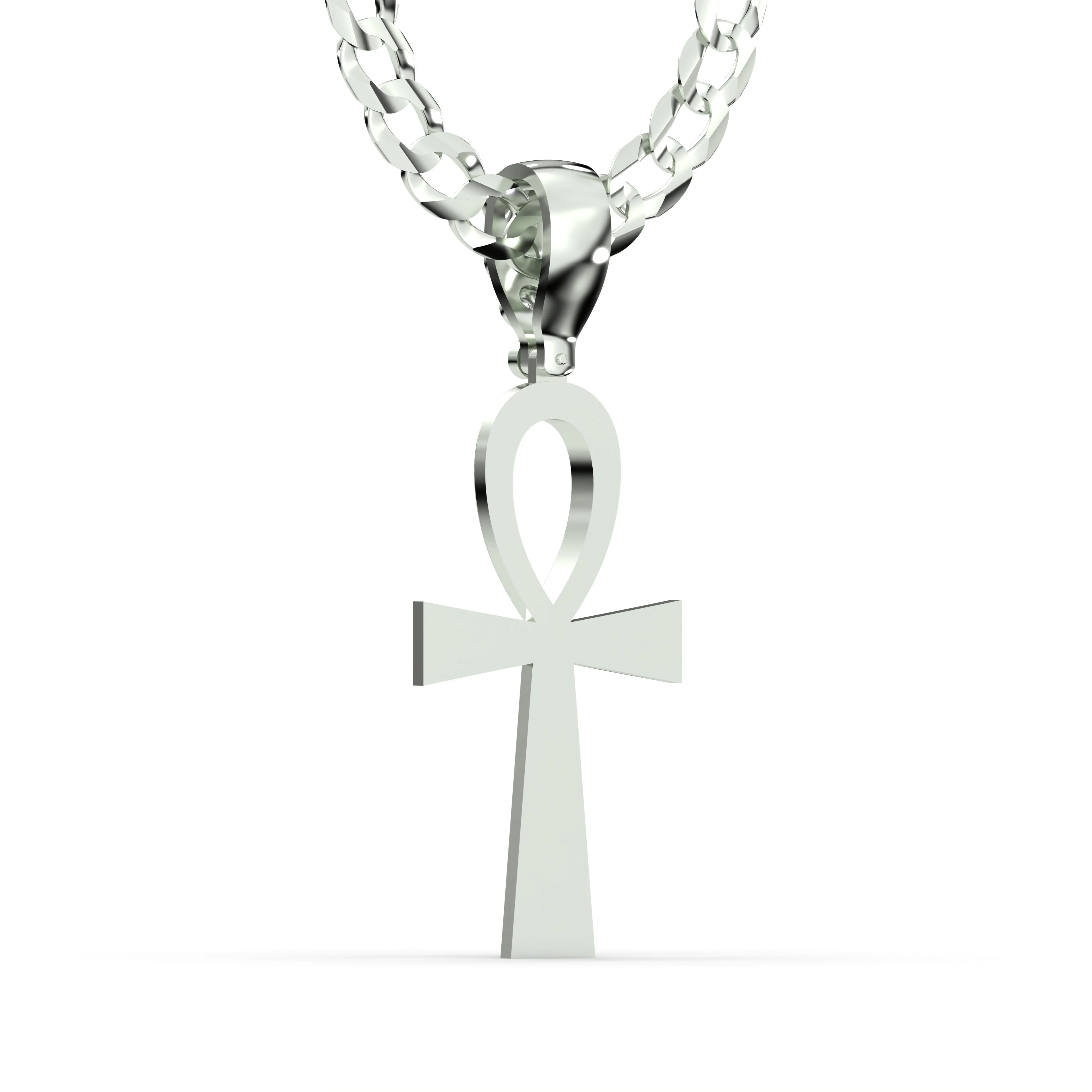 Men's VVS Lab Diamond Customizable White Gold Ankh Necklace Pendant - Image 4