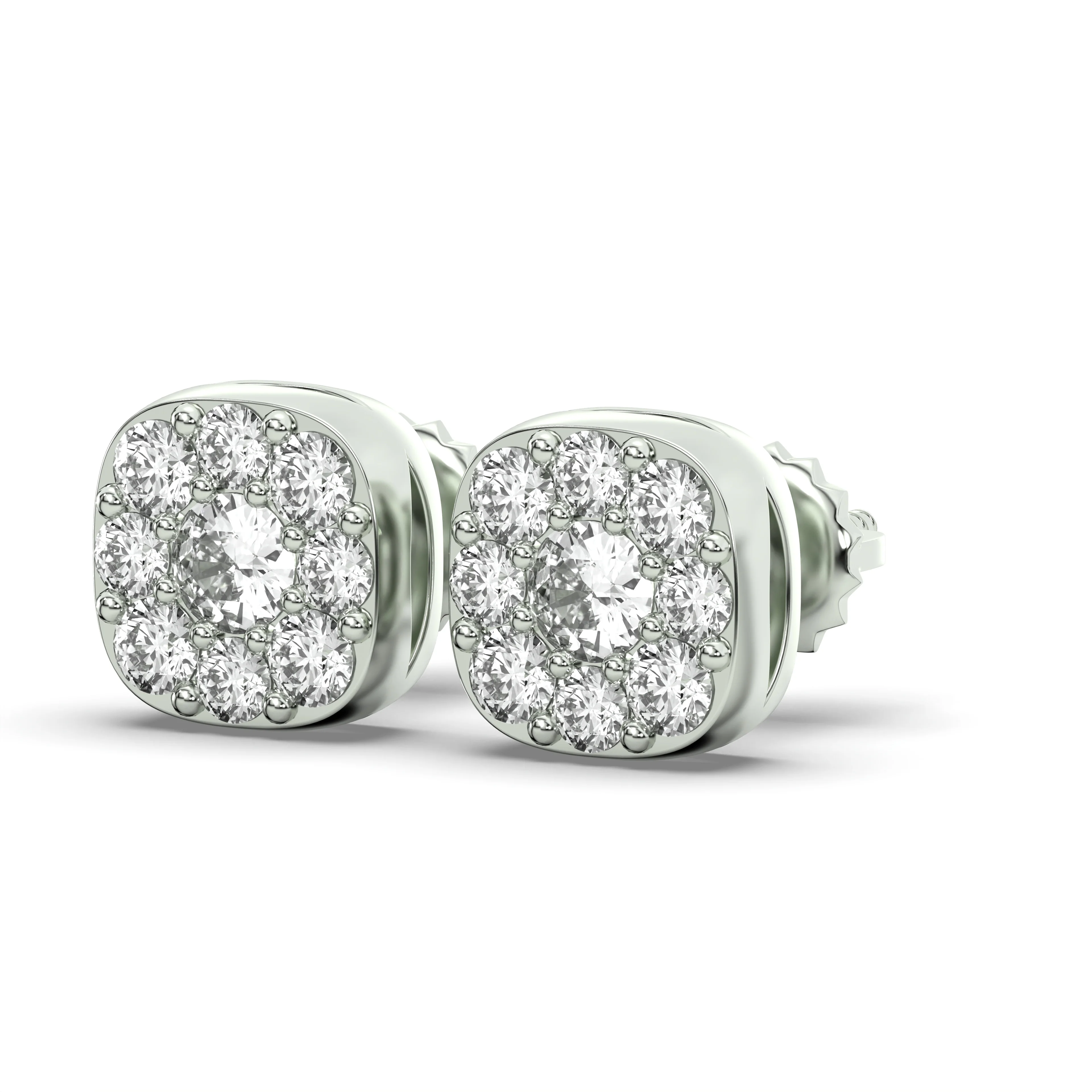 Men's Jewelry - VVS Lab Diamond Cluster Stud Earrings For Men | 14K White Gold - Image 3