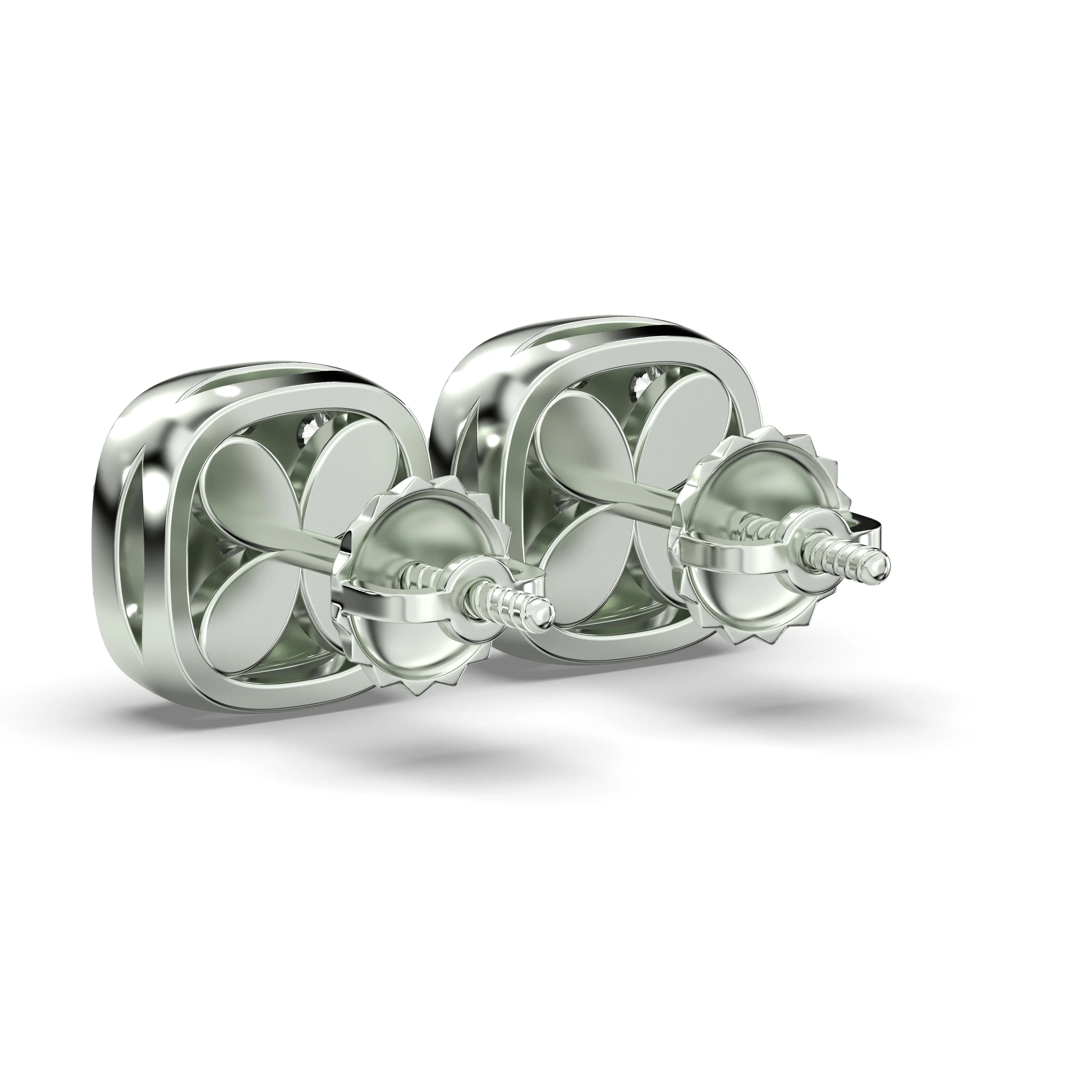 Men's Jewelry - VVS Lab Diamond Cluster Stud Earrings For Men | 14K White Gold - Image 4