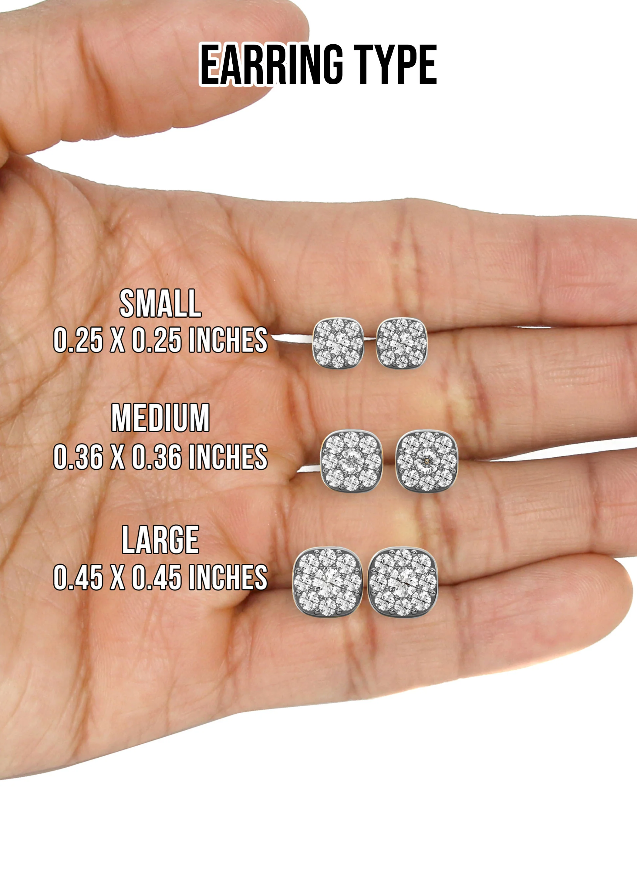 Men's Jewelry - VVS Lab Diamond Cluster Stud Earrings For Men | 14K White Gold - Image 5