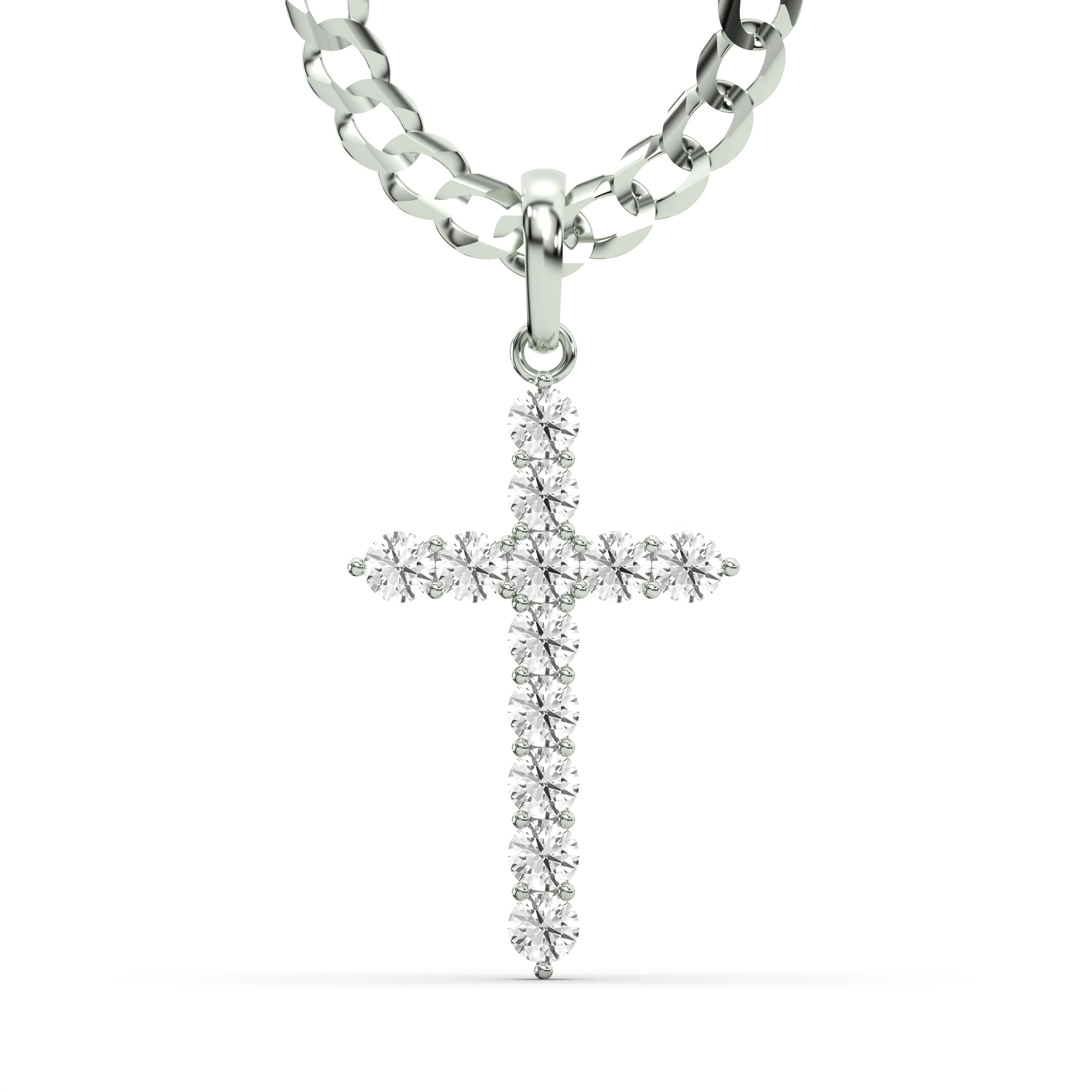 Men's VVS Lab Diamond Customizable White Gold Cross Necklace Pendant