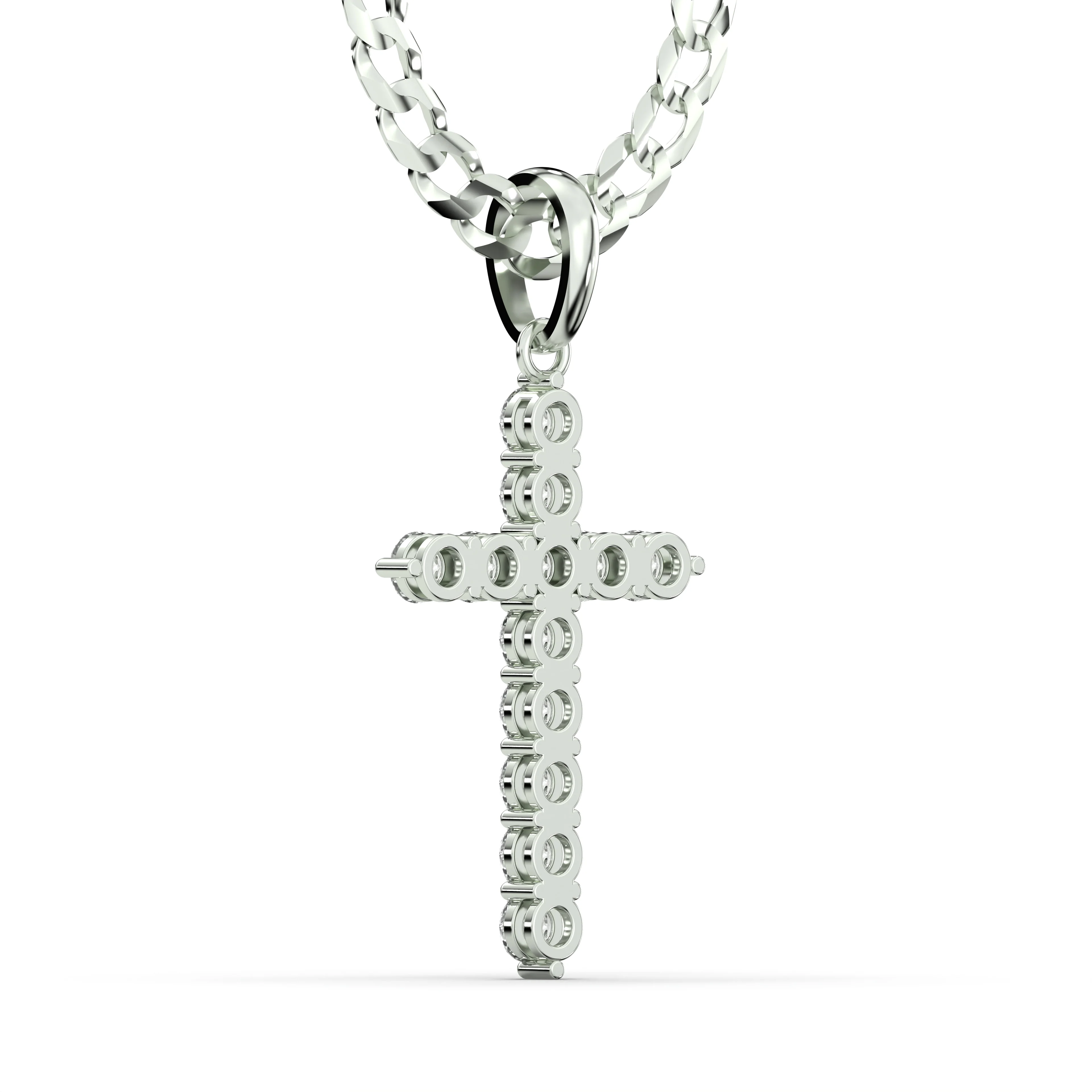 Men's VVS Lab Diamond Customizable White Gold Cross Necklace Pendant - Image 4
