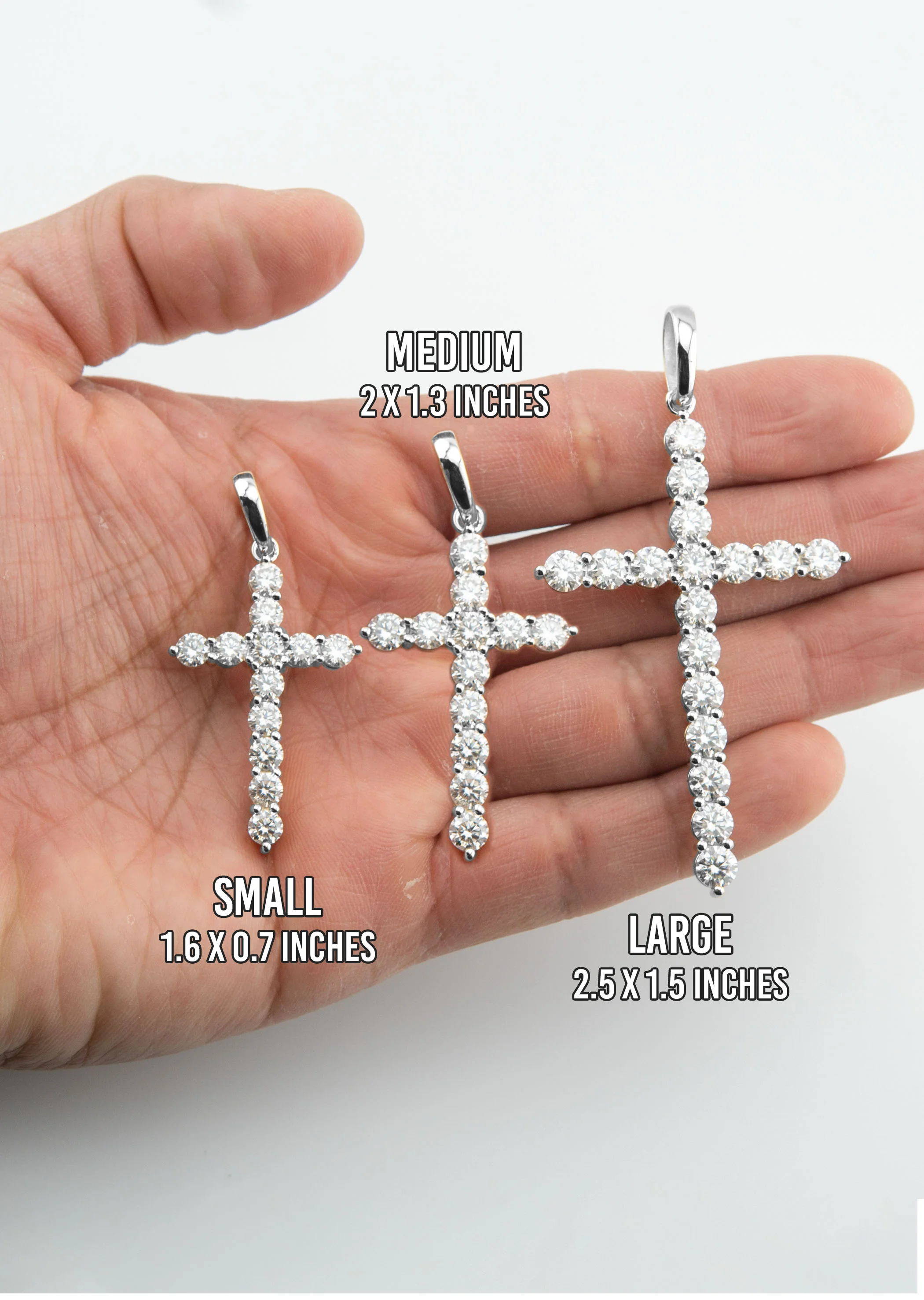 Men's VVS Lab Diamond Customizable White Gold Cross Necklace Pendant - Image 5