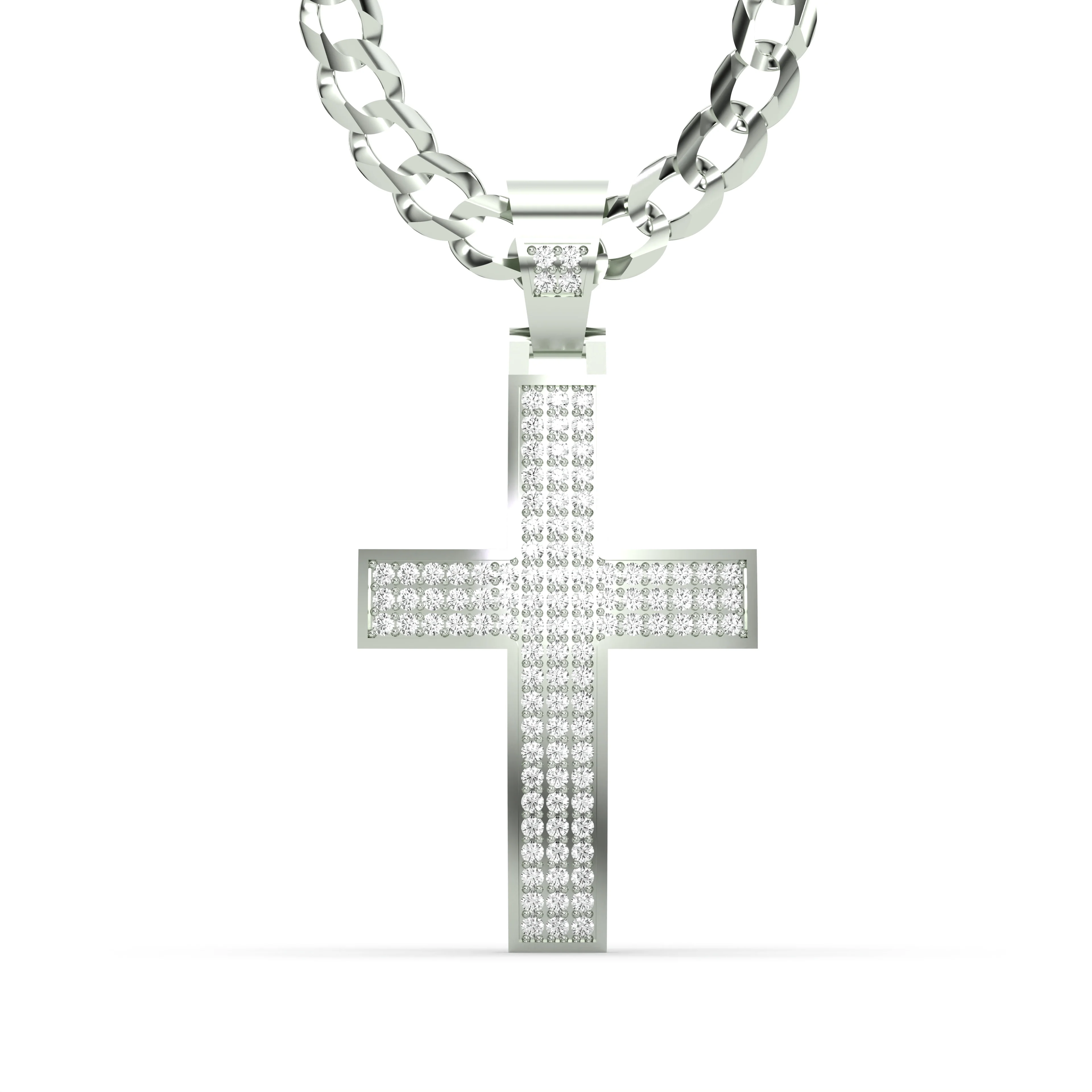 Men's VVS Lab Diamond Customizable White Gold Cross Necklace Pendant
