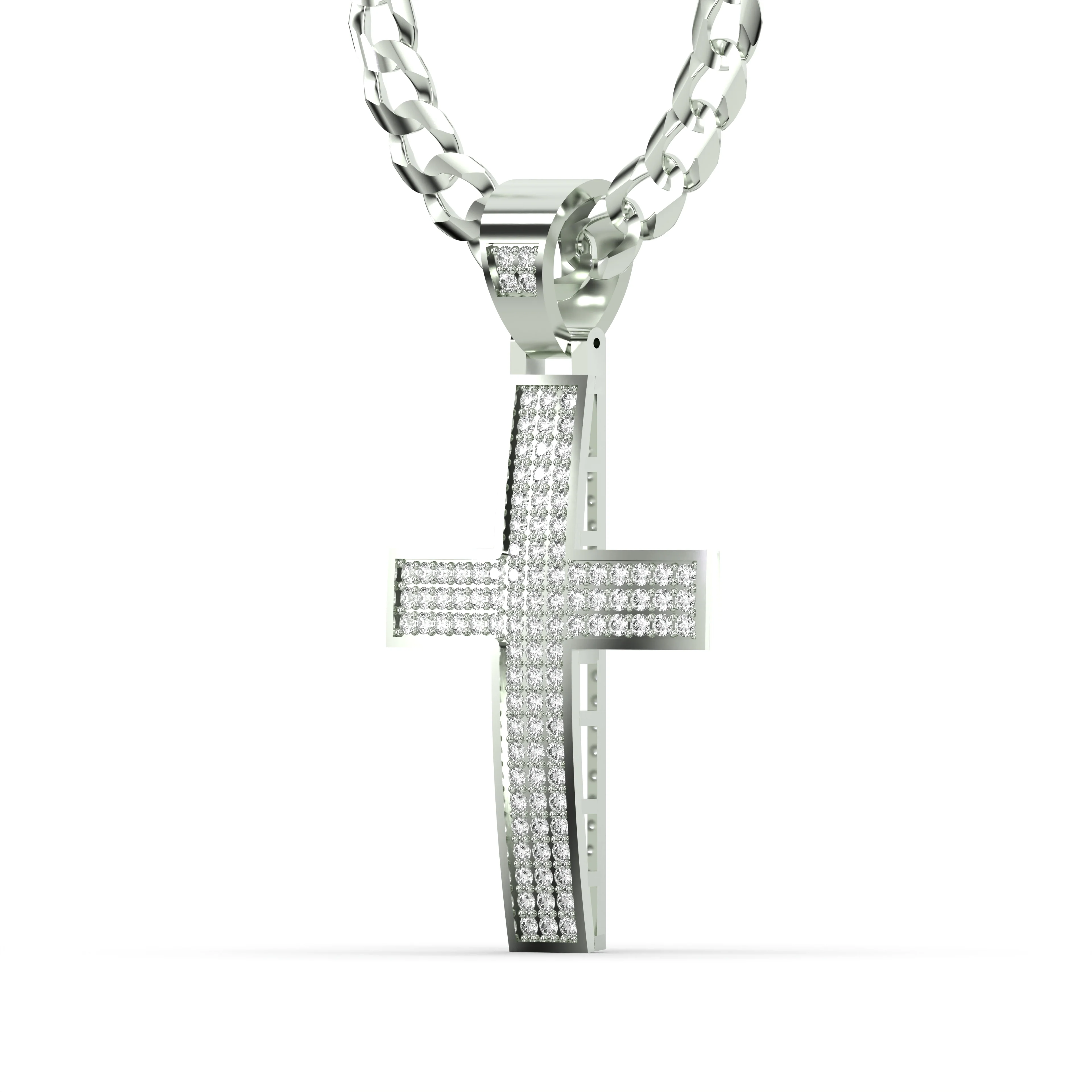 Men's VVS Lab Diamond Customizable White Gold Cross Necklace Pendant - Image 2