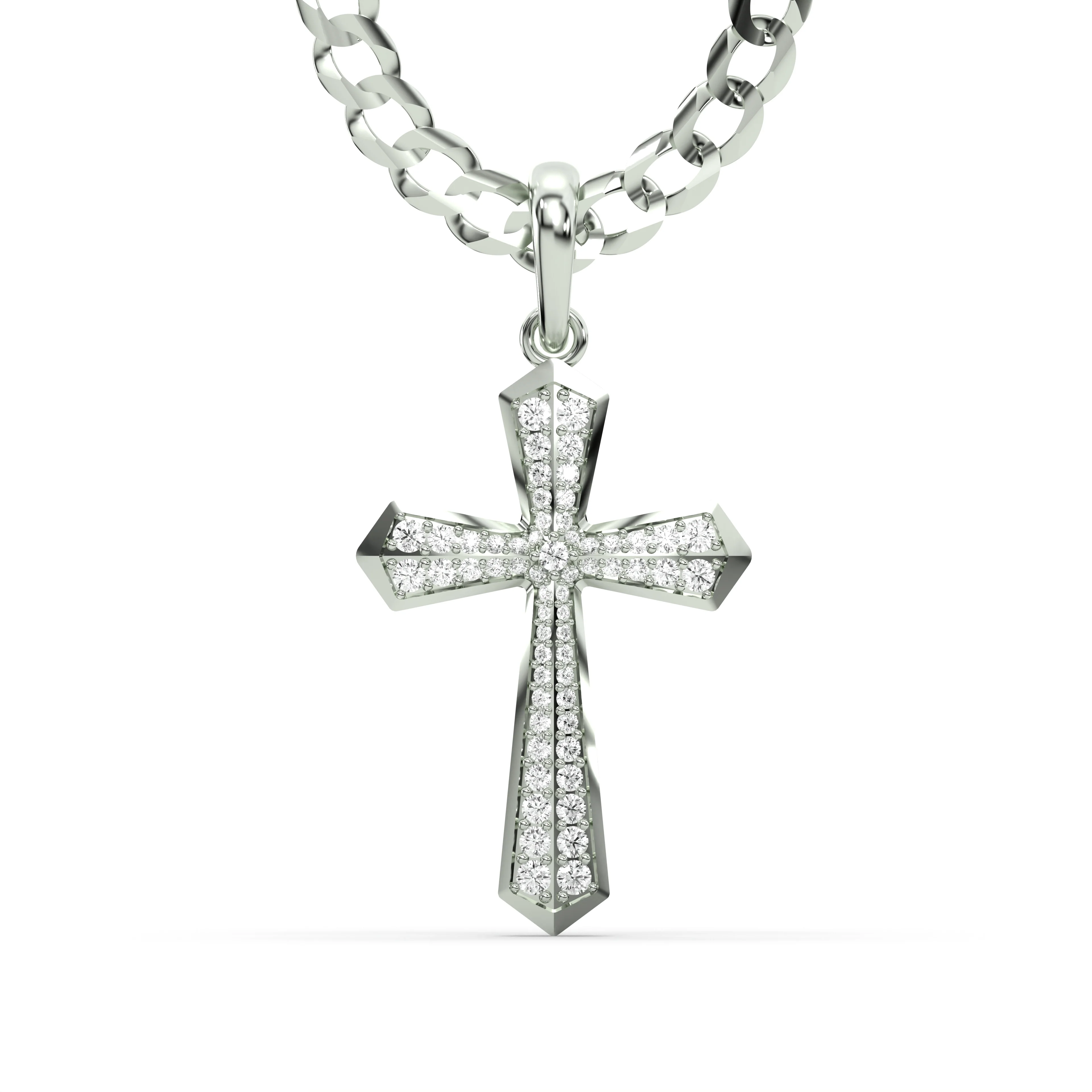 Men's VVS Lab Diamond Customizable White Gold Cross Necklace Pendant