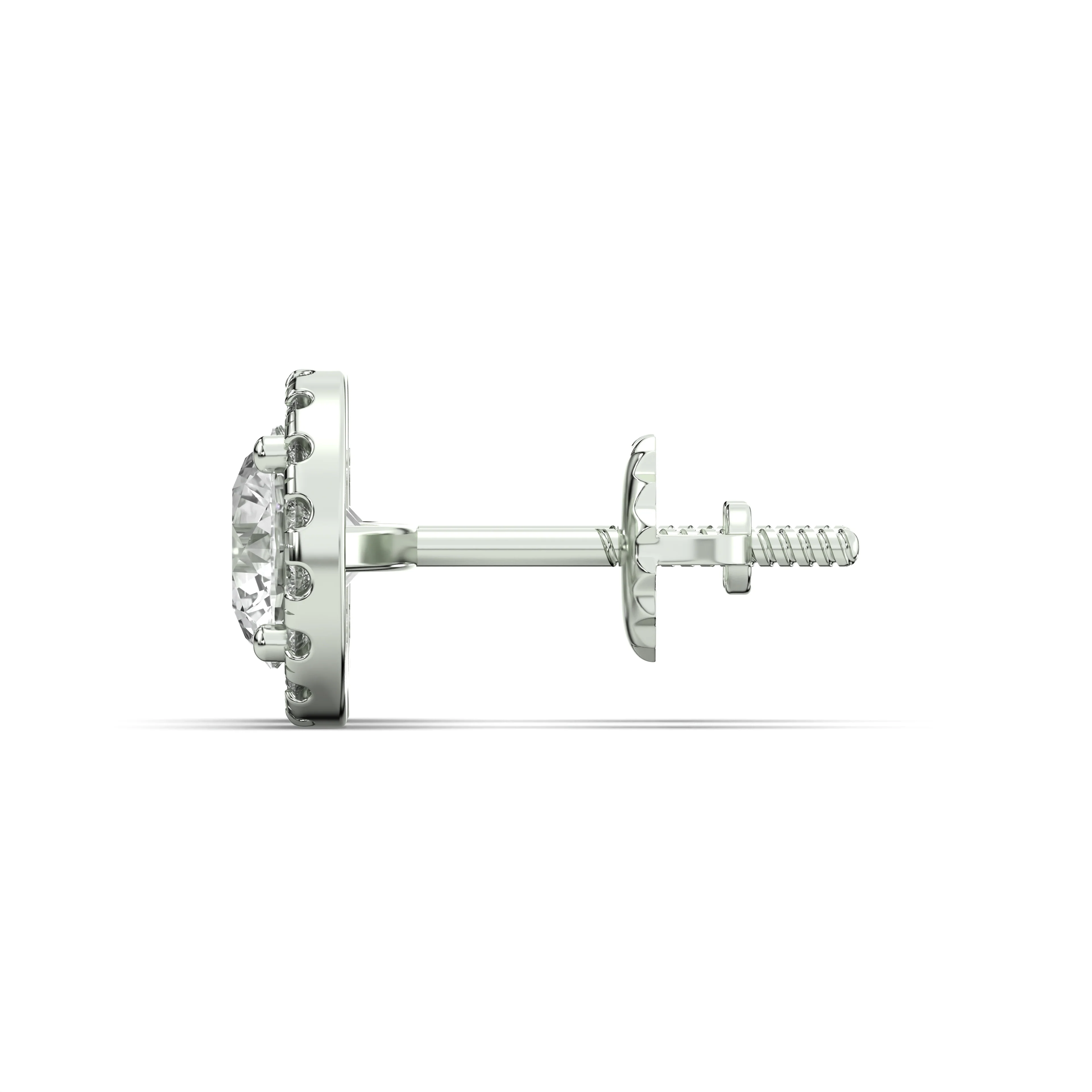 Men's Jewelry - VVS Lab Diamond Halo Stud Earrings For Men | 14K White Gold - Image 3