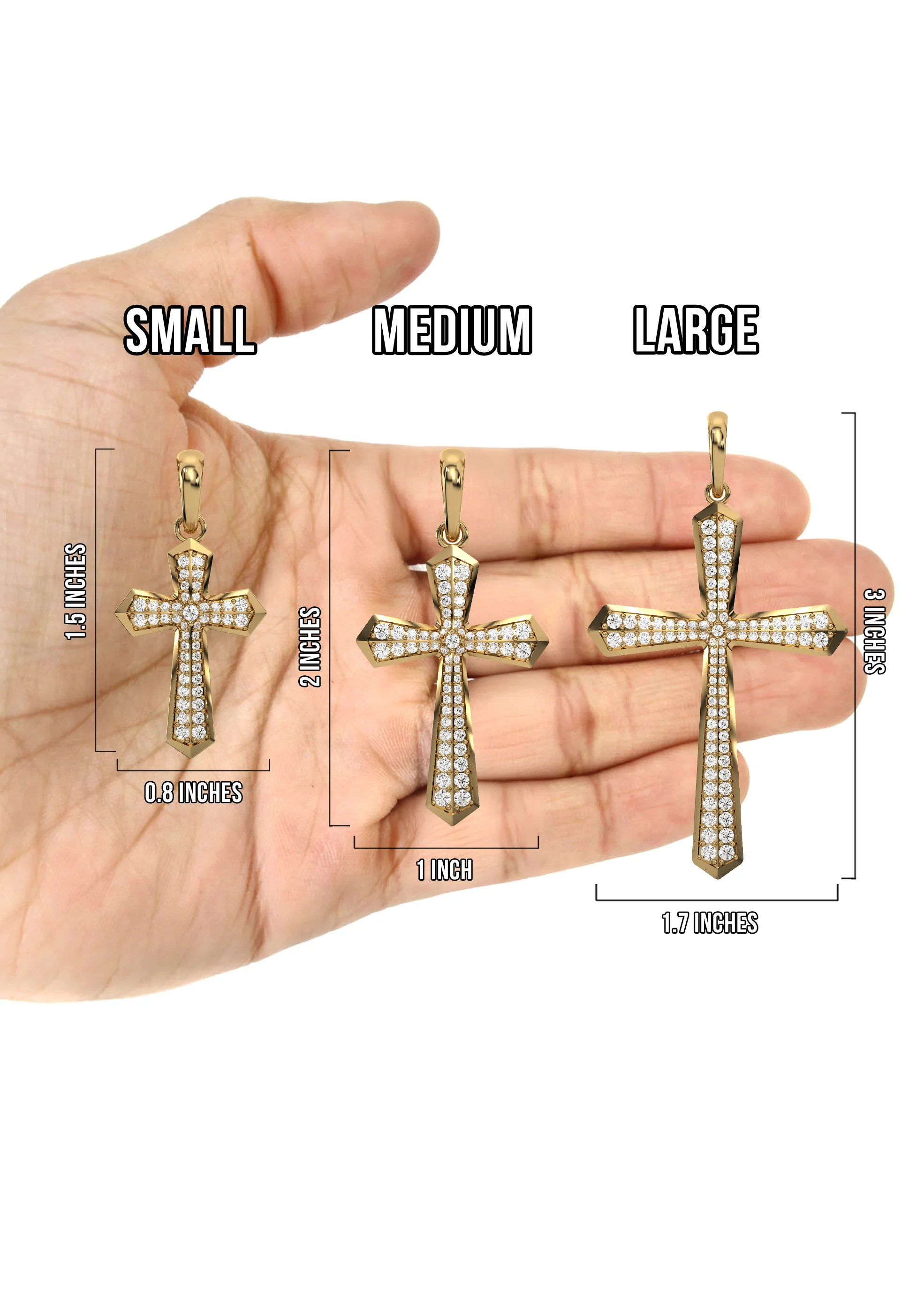 Men's VVS Lab Diamond Customizable Yellow Gold Cross Necklace Pendant - Image 5