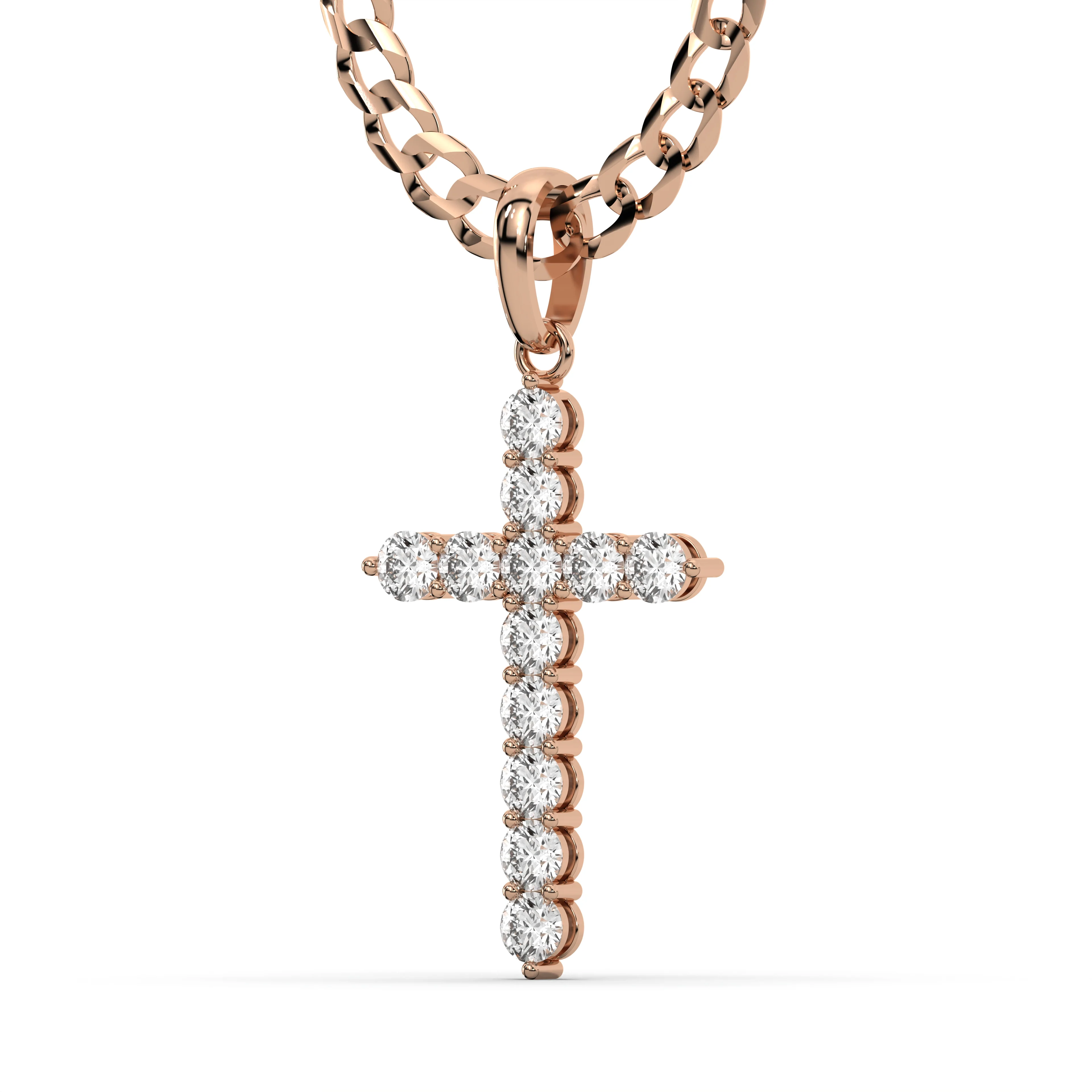 Men's VVS Lab Diamond Customizable Rose Gold Cross Necklace Pendant - Image 3