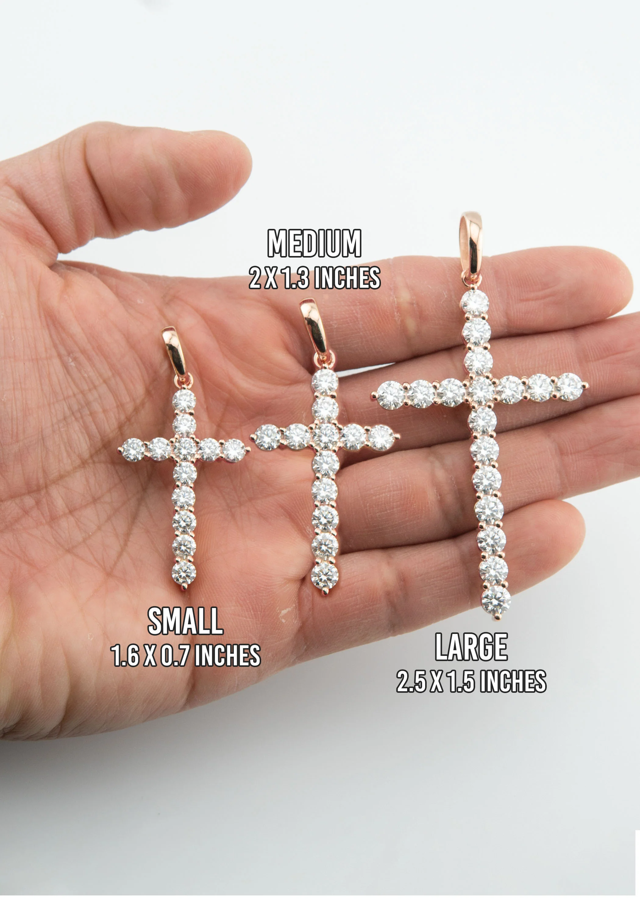 Men's VVS Lab Diamond Customizable Rose Gold Cross Necklace Pendant - Image 5