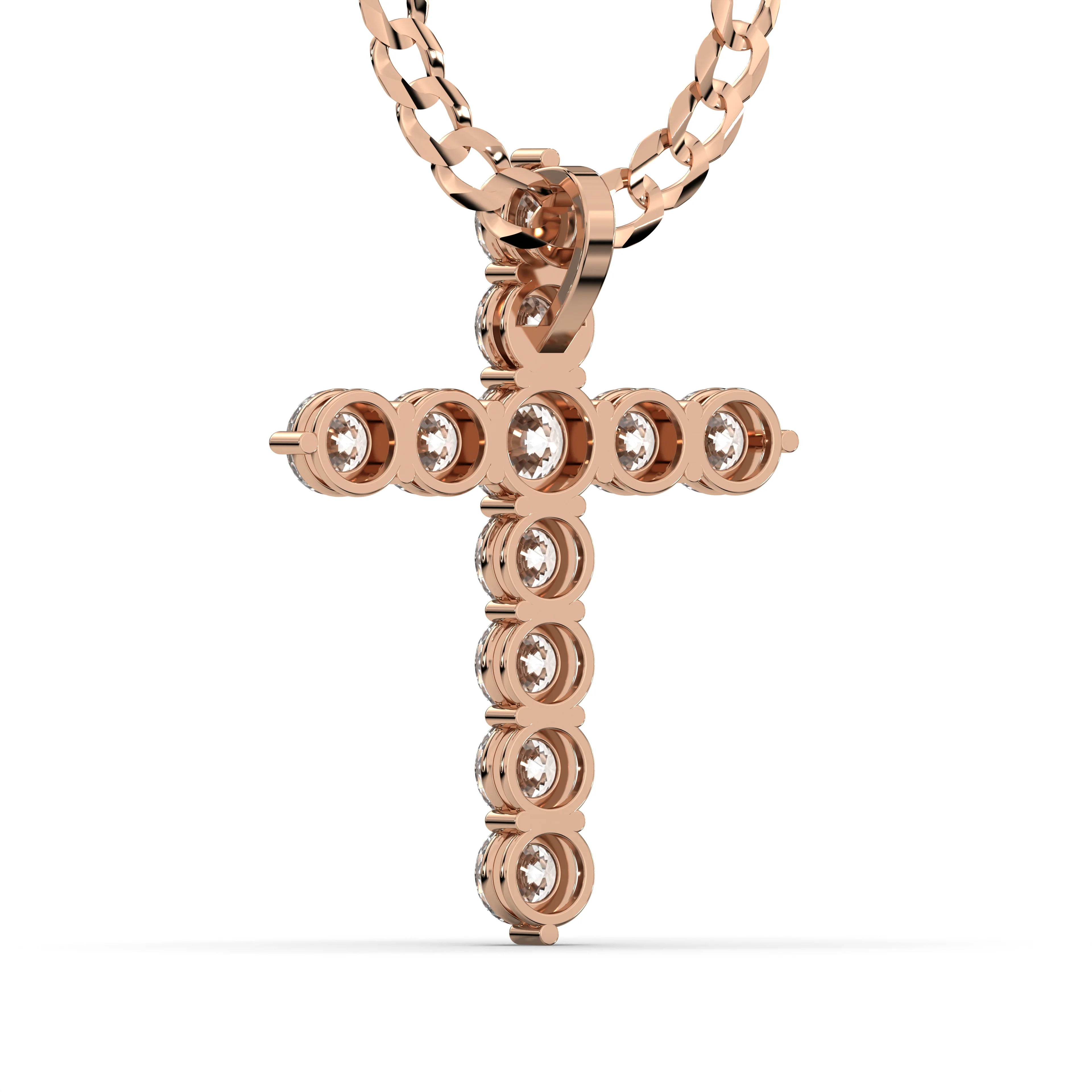 Men's VVS Lab Single Row Diamond Customizable Rose Gold Cross Necklace Pendant - Image 4