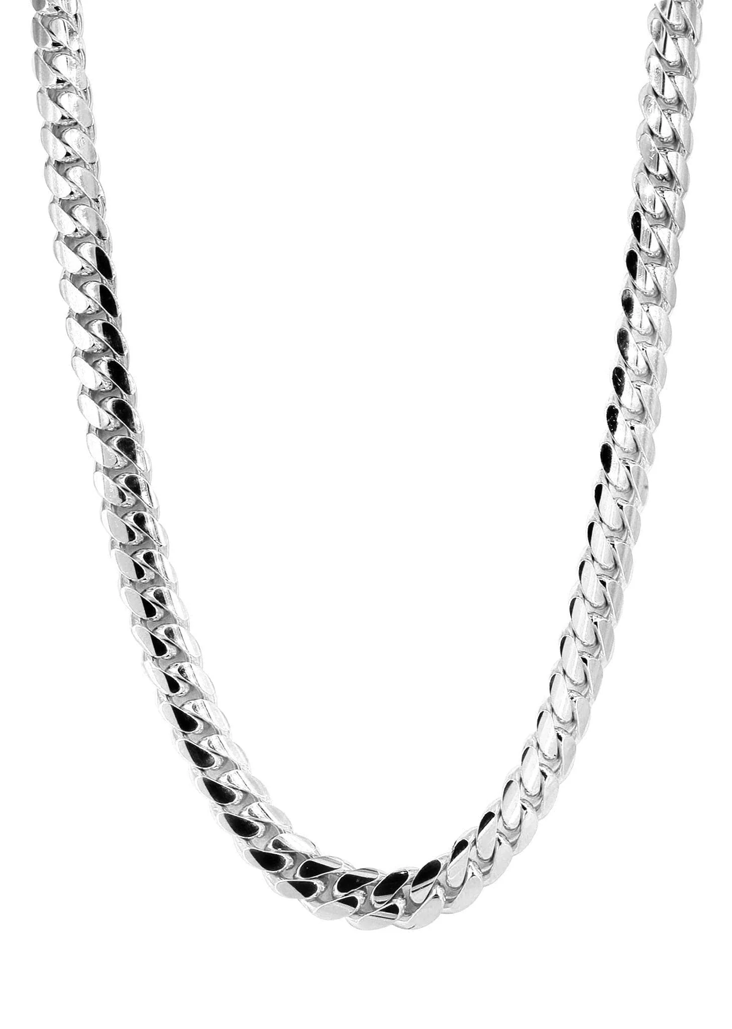 Mens White Gold Chain - Solid Miami Cuban Link 10K/14K Gold - Image 4