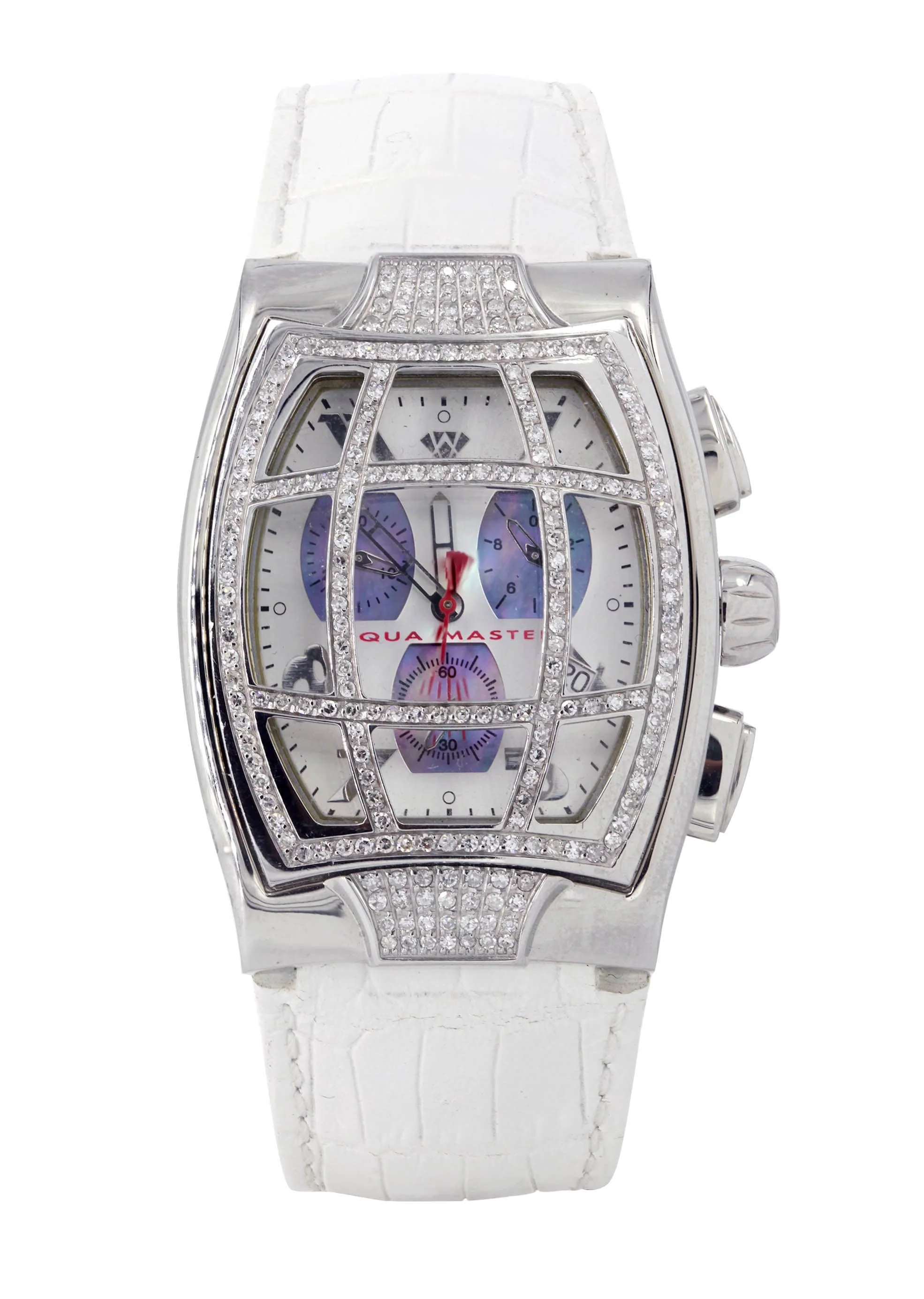 Mens White Gold Tone Diamond Watch | Appx. 2 Carats