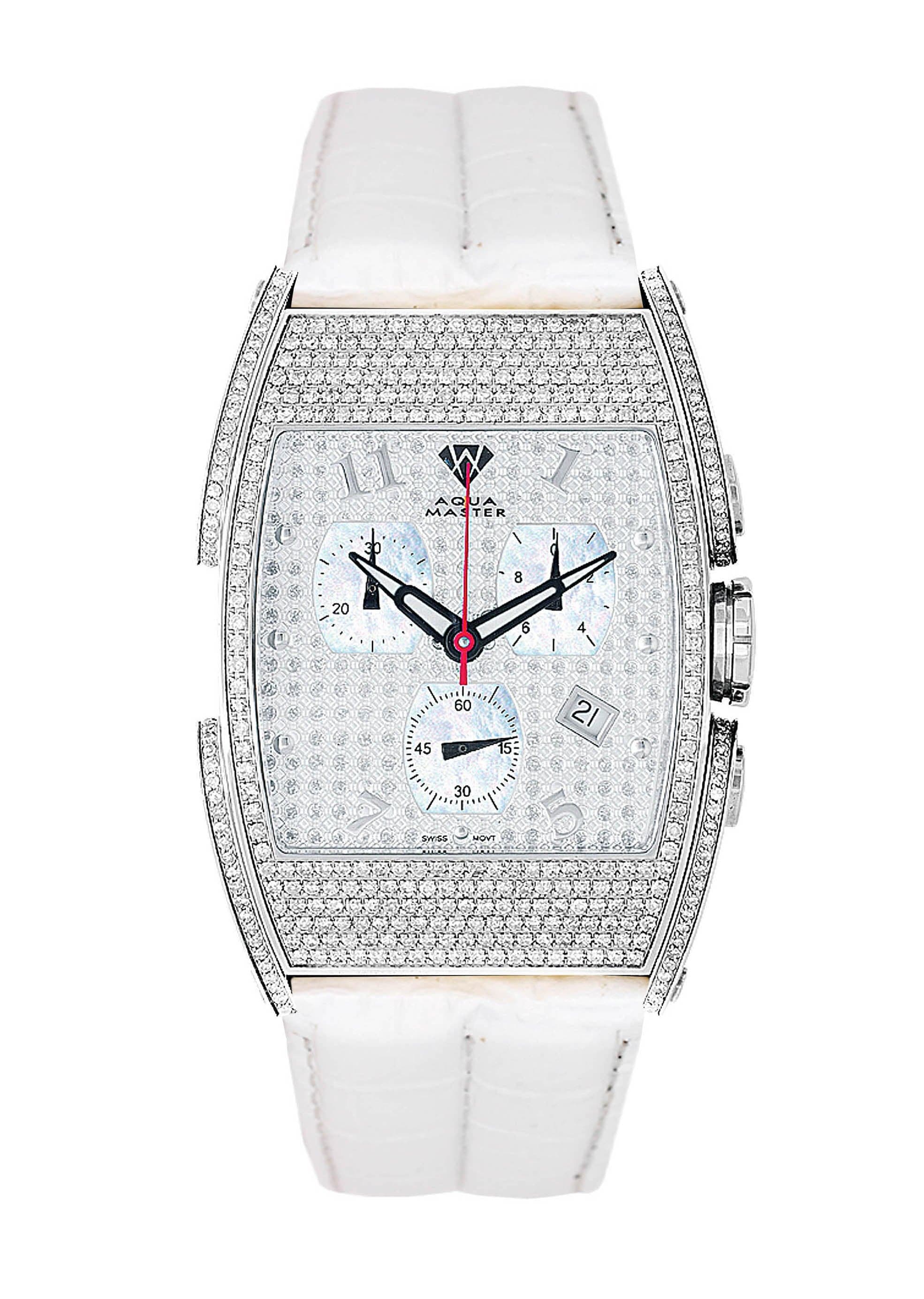 Mens White Gold Tone Diamond Watch | Appx. 3.65 Carats