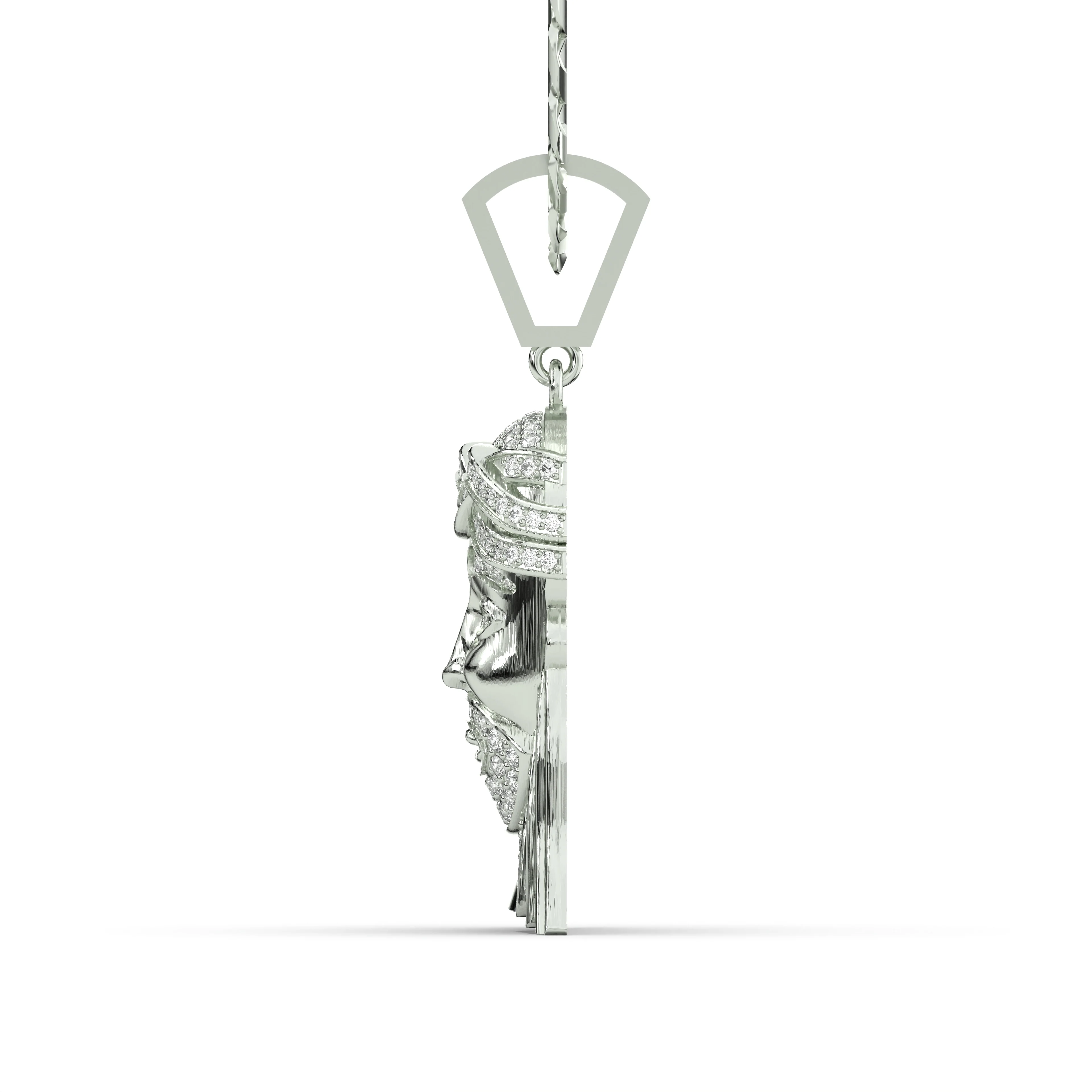 Men's White Gold VVS Lab Grown Diamond Customizable Jesus Necklace Pendant - Image 3