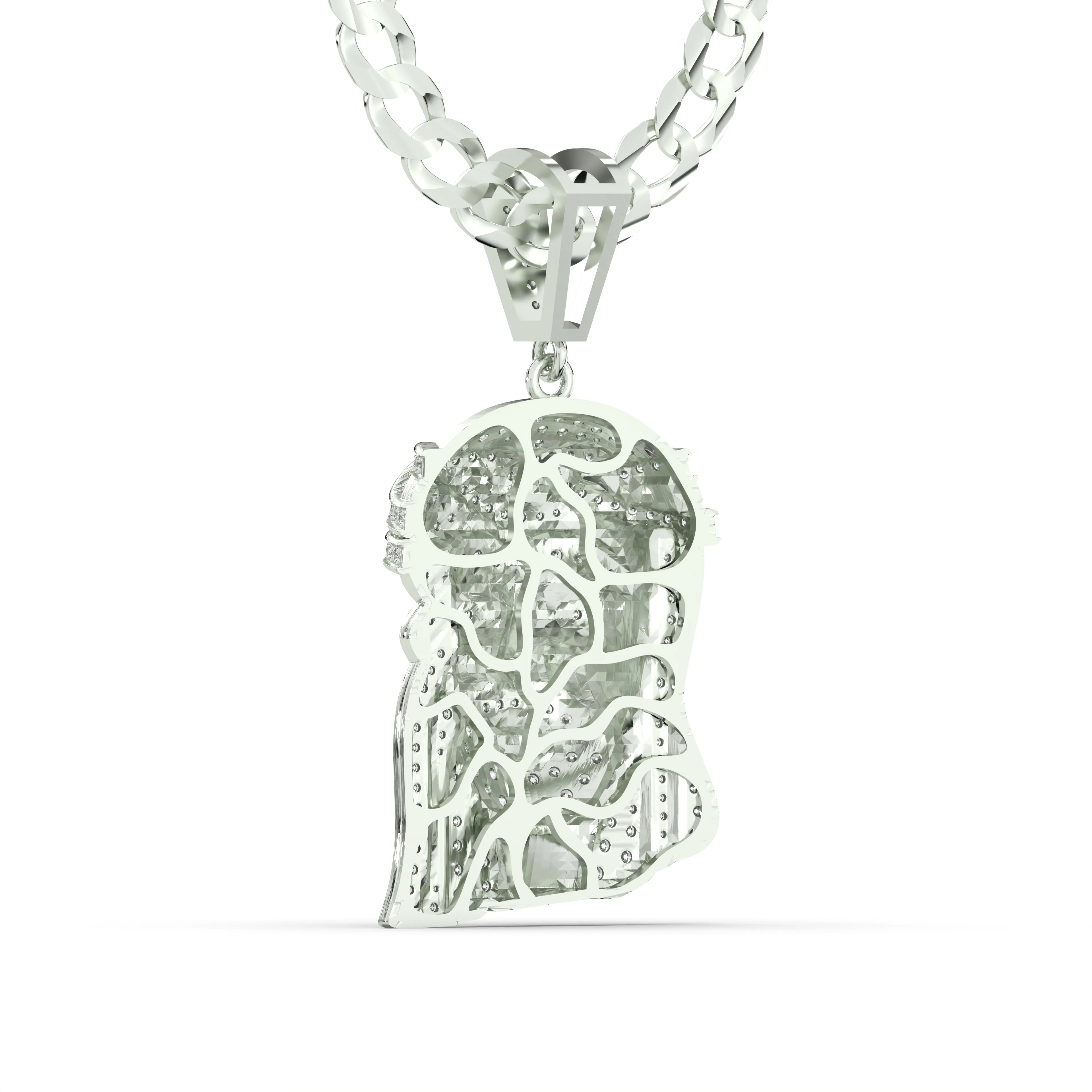 Men's White Gold VVS Lab Grown Diamond Customizable Jesus Necklace Pendant - Image 4
