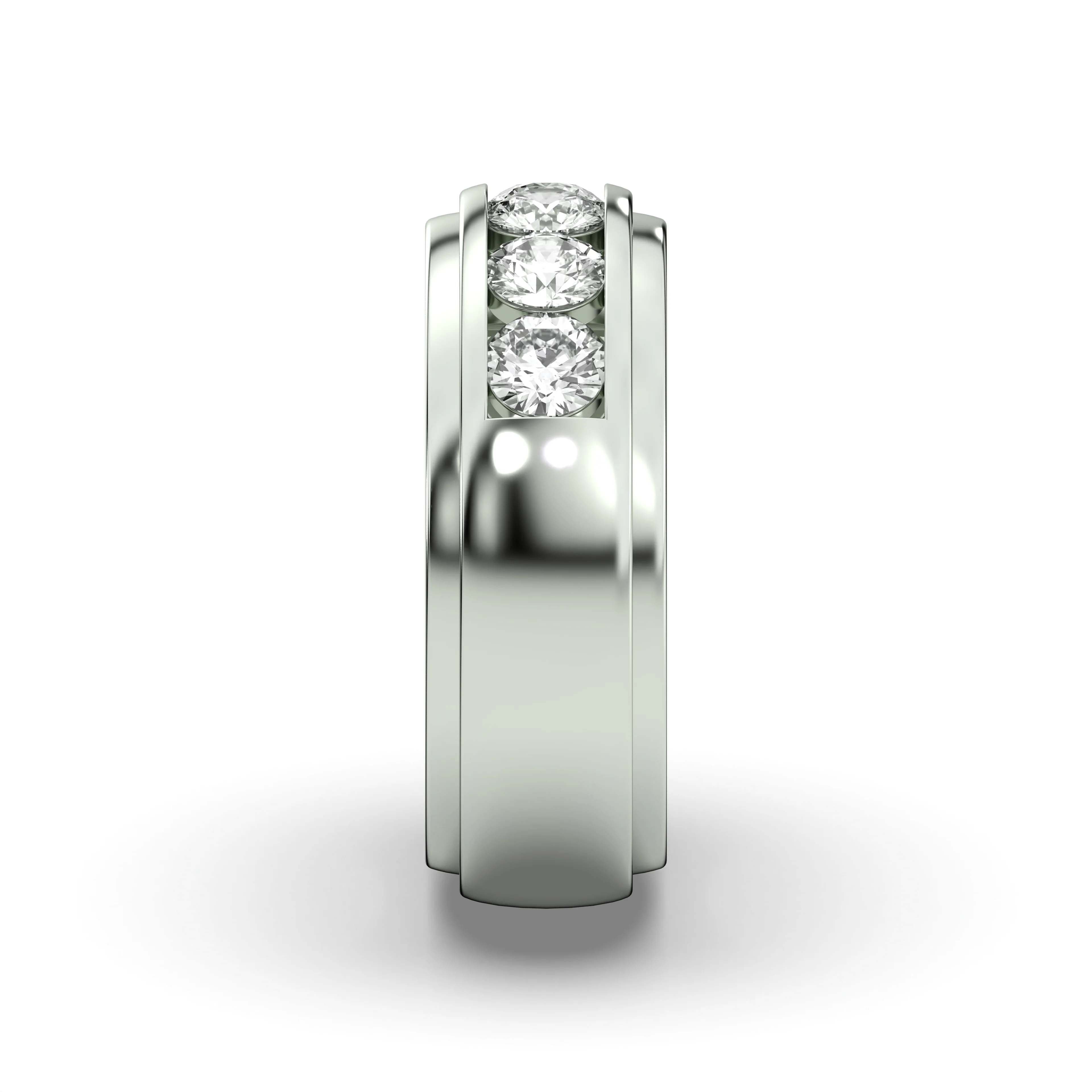 Men's Jewelry - Men's VVS Lab Diamond 5 Stone Wedding Band |  White Gold - Image 3