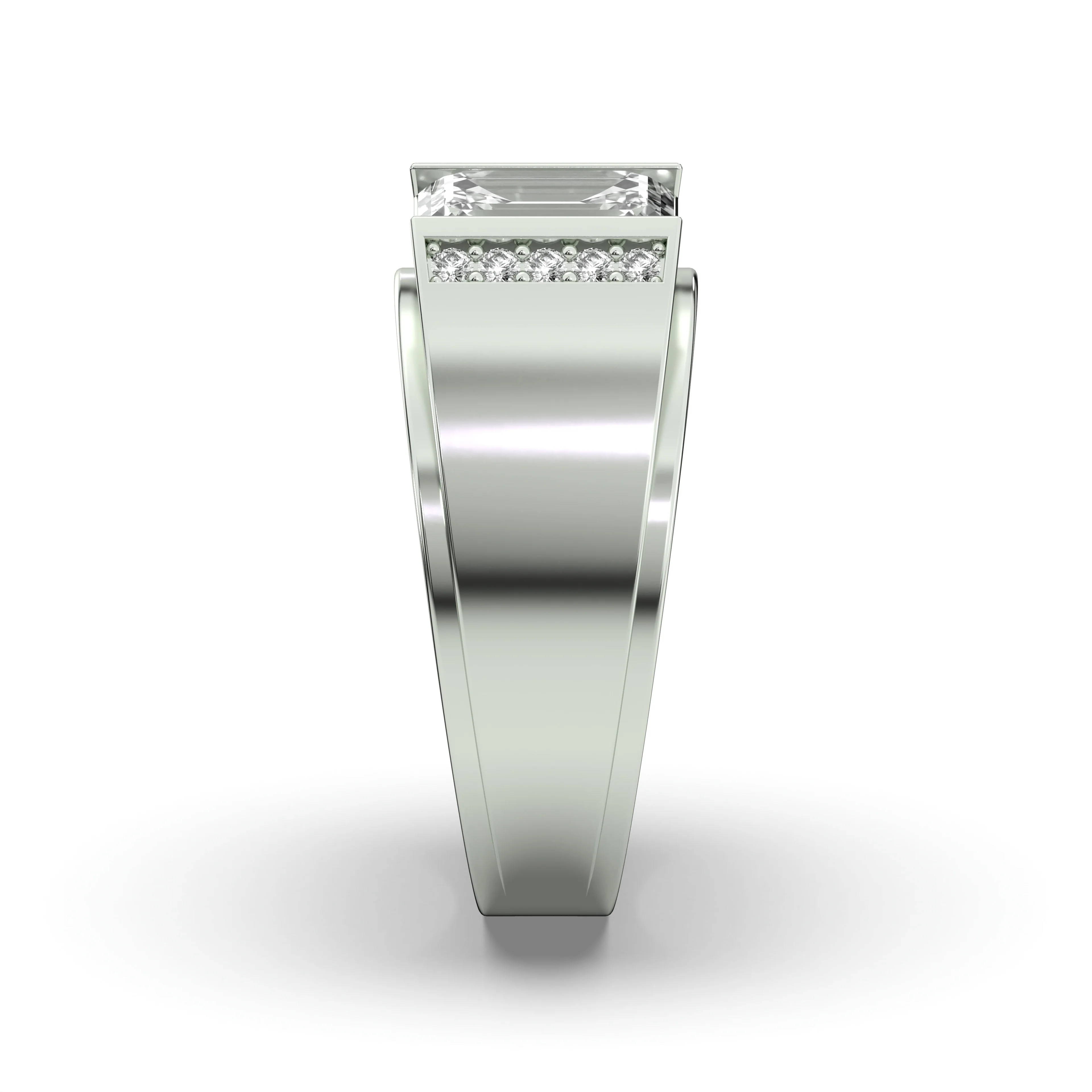 Men's Jewelry - Men's VVS Lab Diamond Emerald Cut Engagement Ring | White Gold - Image 3