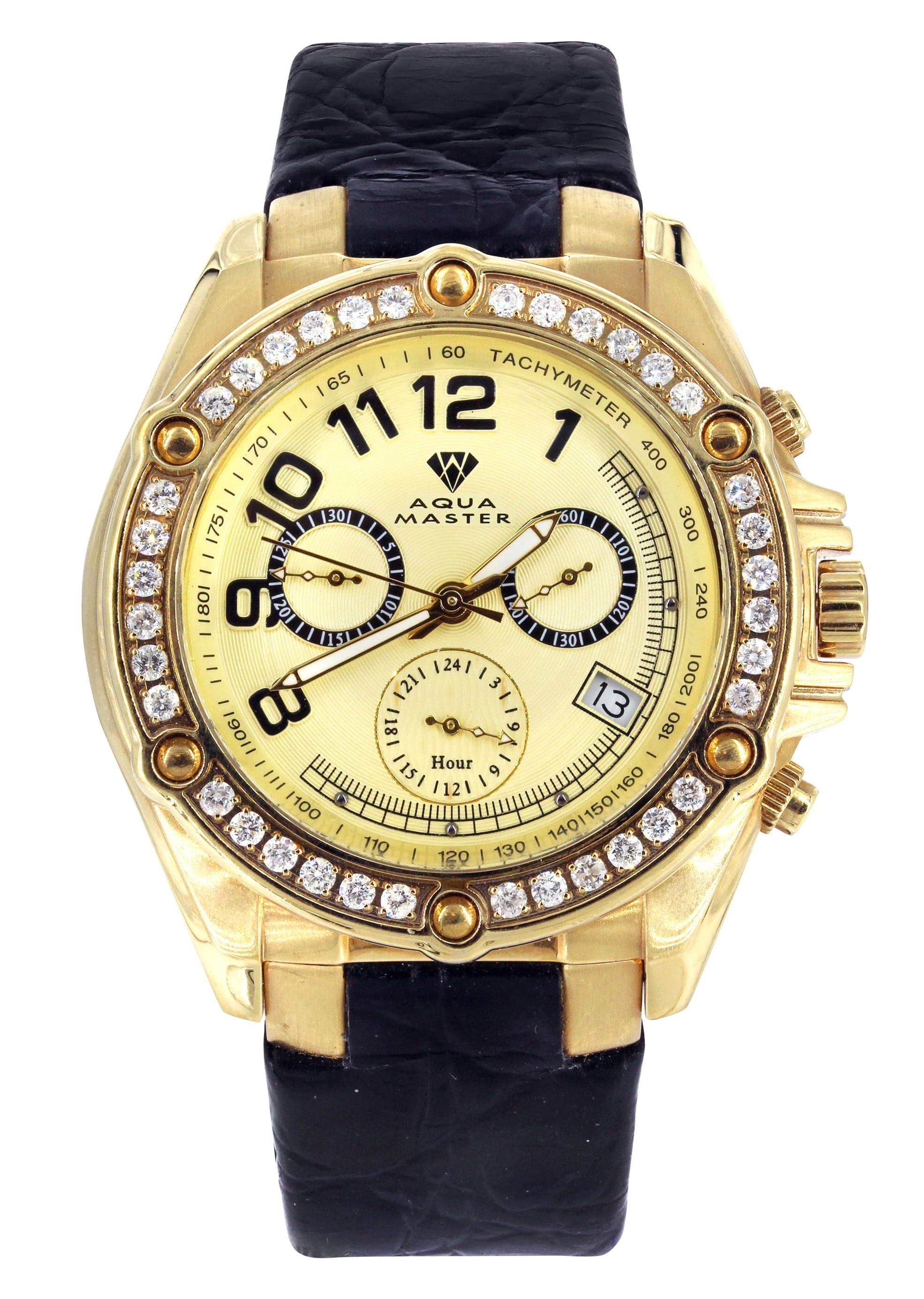 Mens Yellow Gold Tone Diamond Watch | Appx. 1.7 Carats